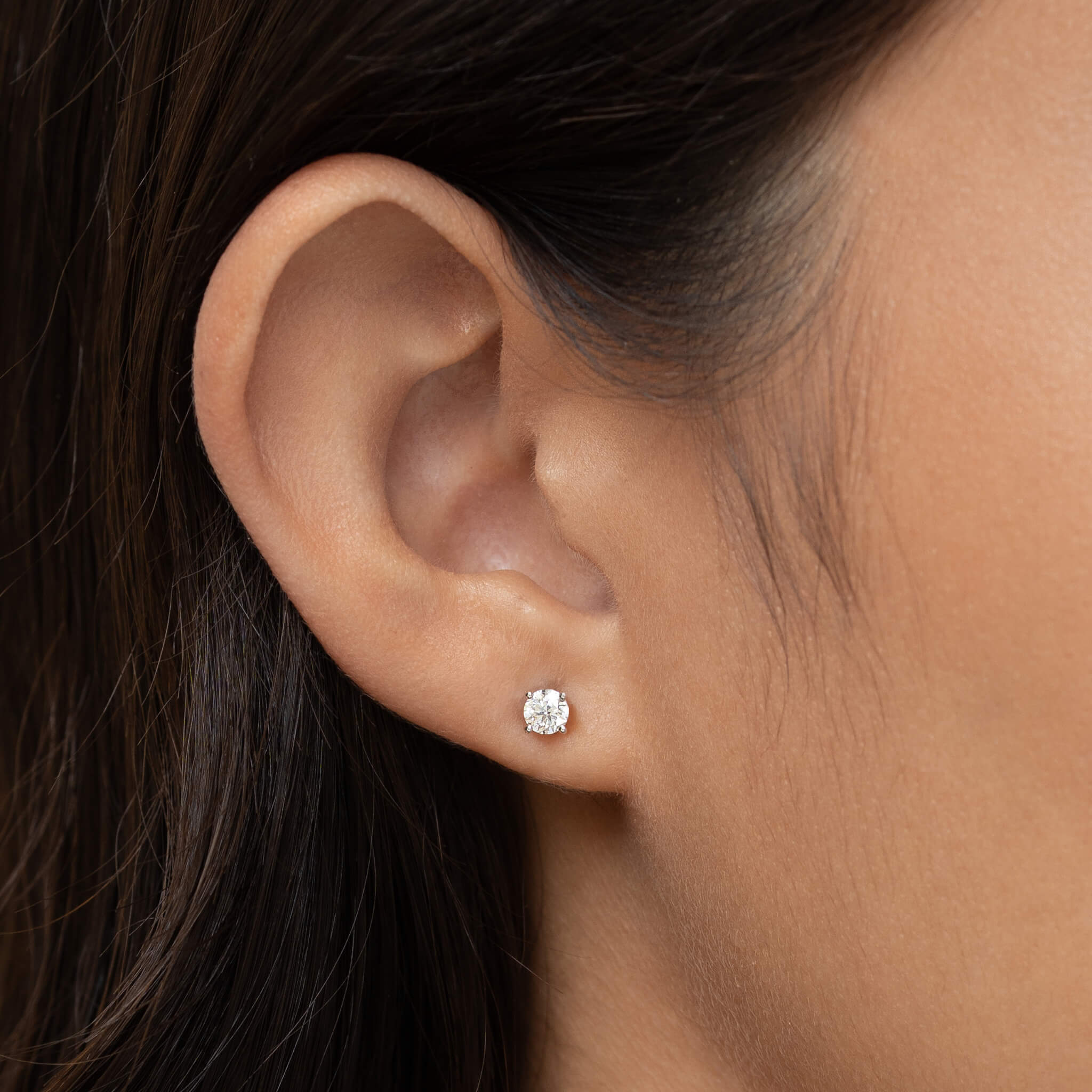 14k White Gold Lab Grown Diamond Stud Earrings 4mm - Aria