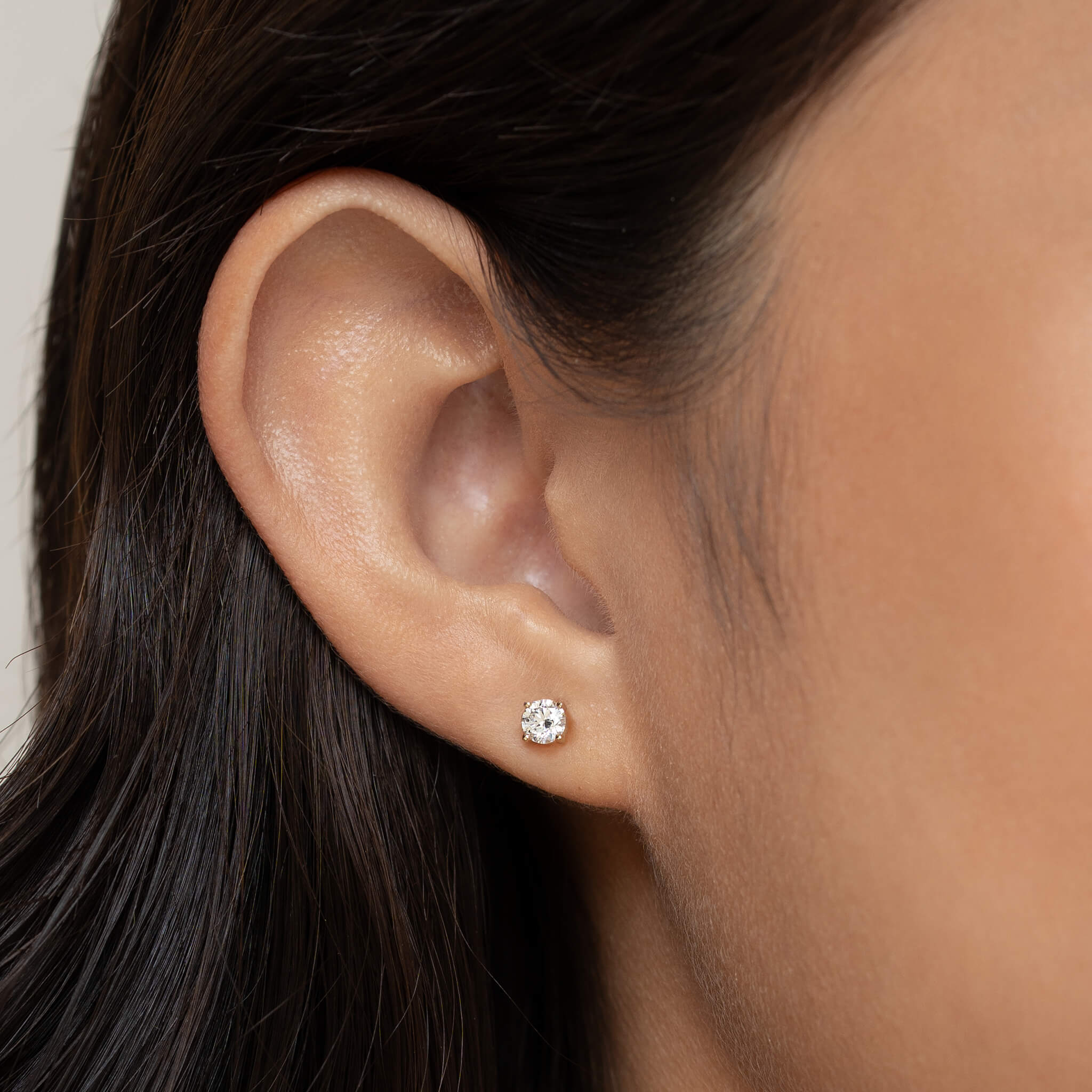 14k Yellow Gold Lab Grown Diamond Stud Earrings 4mm - Aria