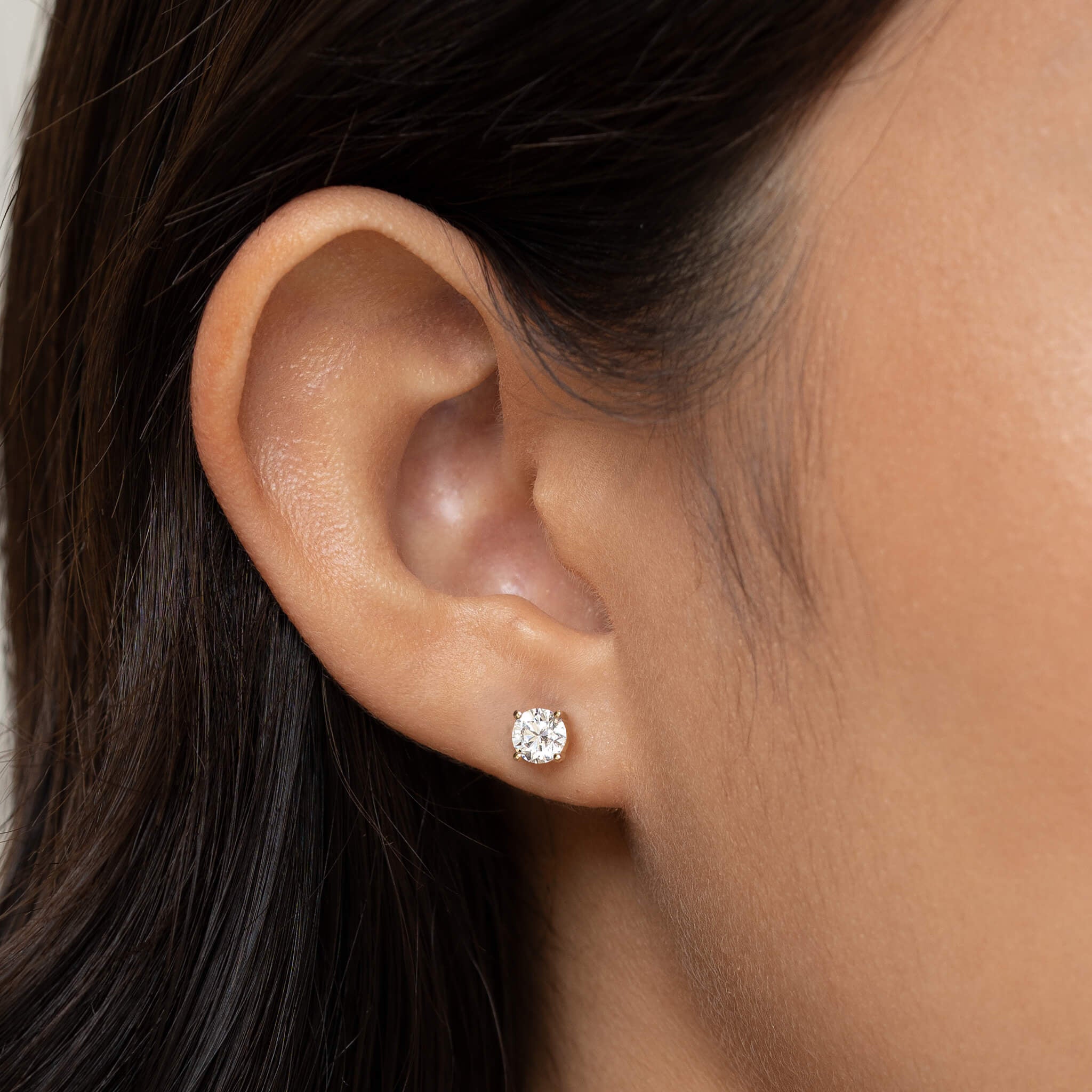 14k Yellow Gold Lab Grown Diamond Stud Earrings 5mm - Aria