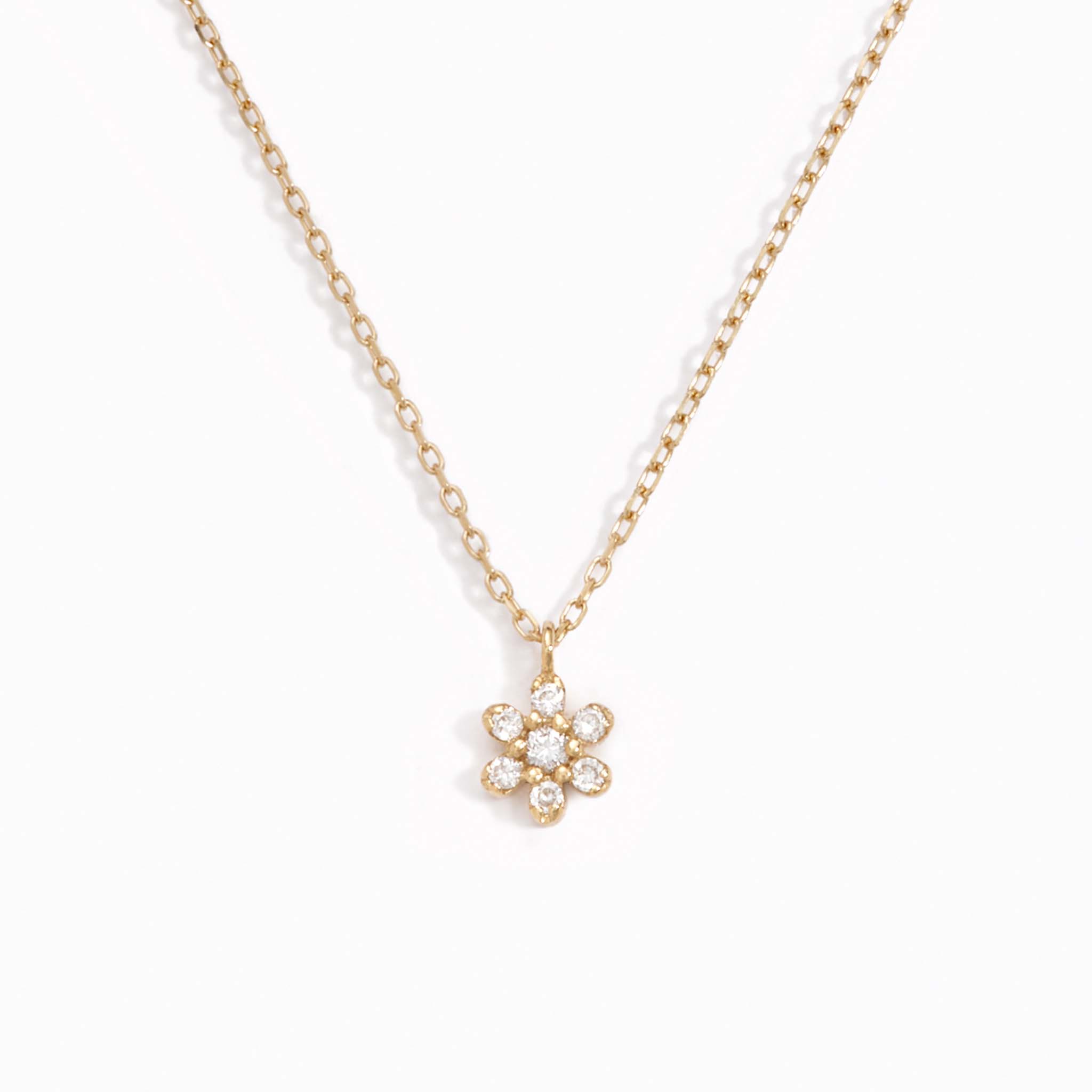Lab Grown Diamond Flower Necklace 14k Gold - Haldis