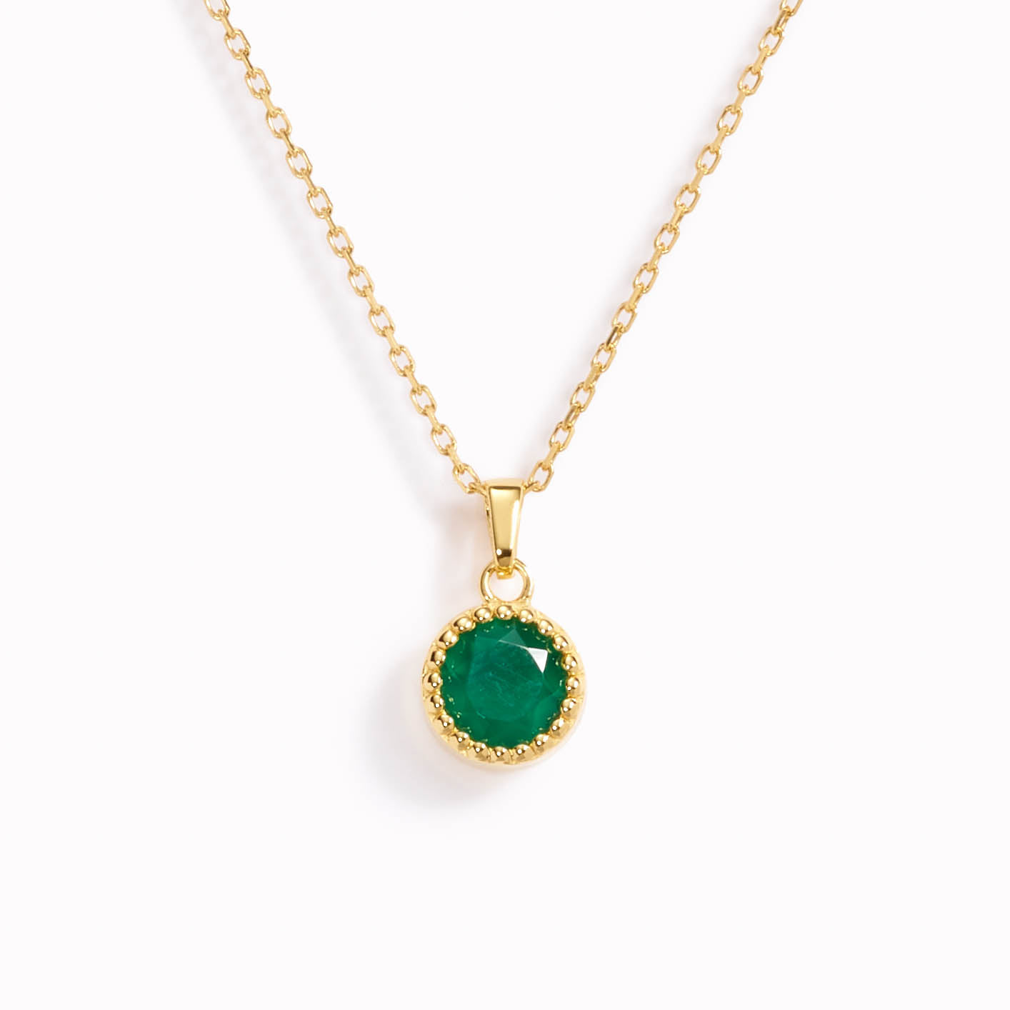 May Birthstone Necklace - Green Agate