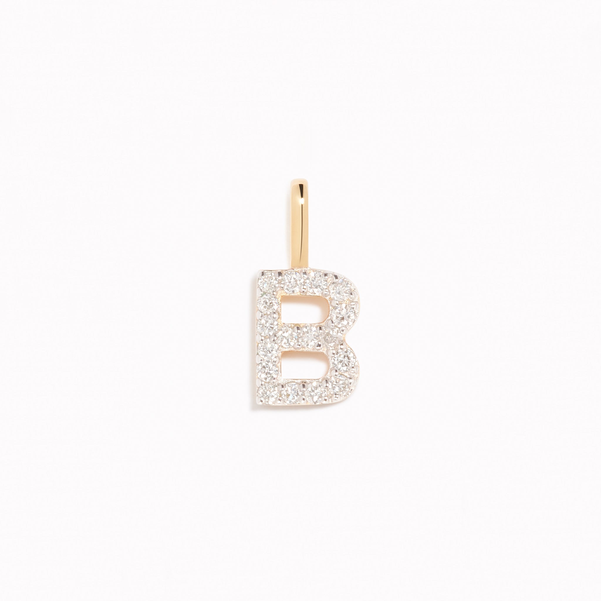 Lab Grown Diamond Initial Pendant 14k Gold - B