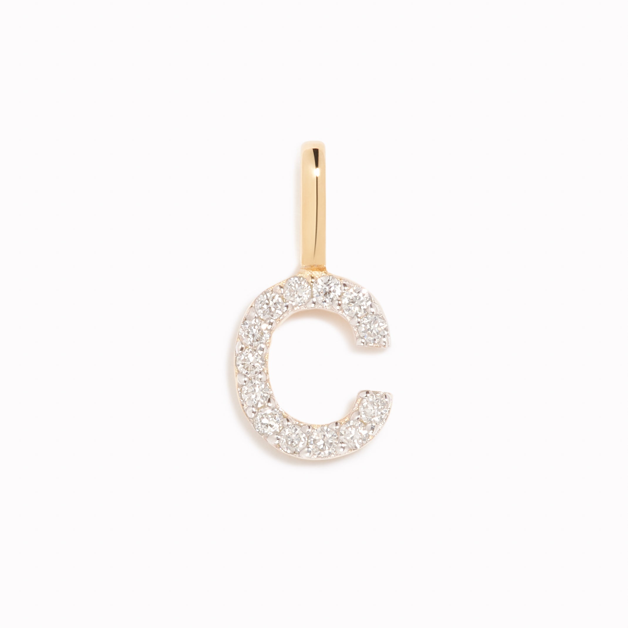 Lab Grown Diamond Initial Pendant 14k Gold - C