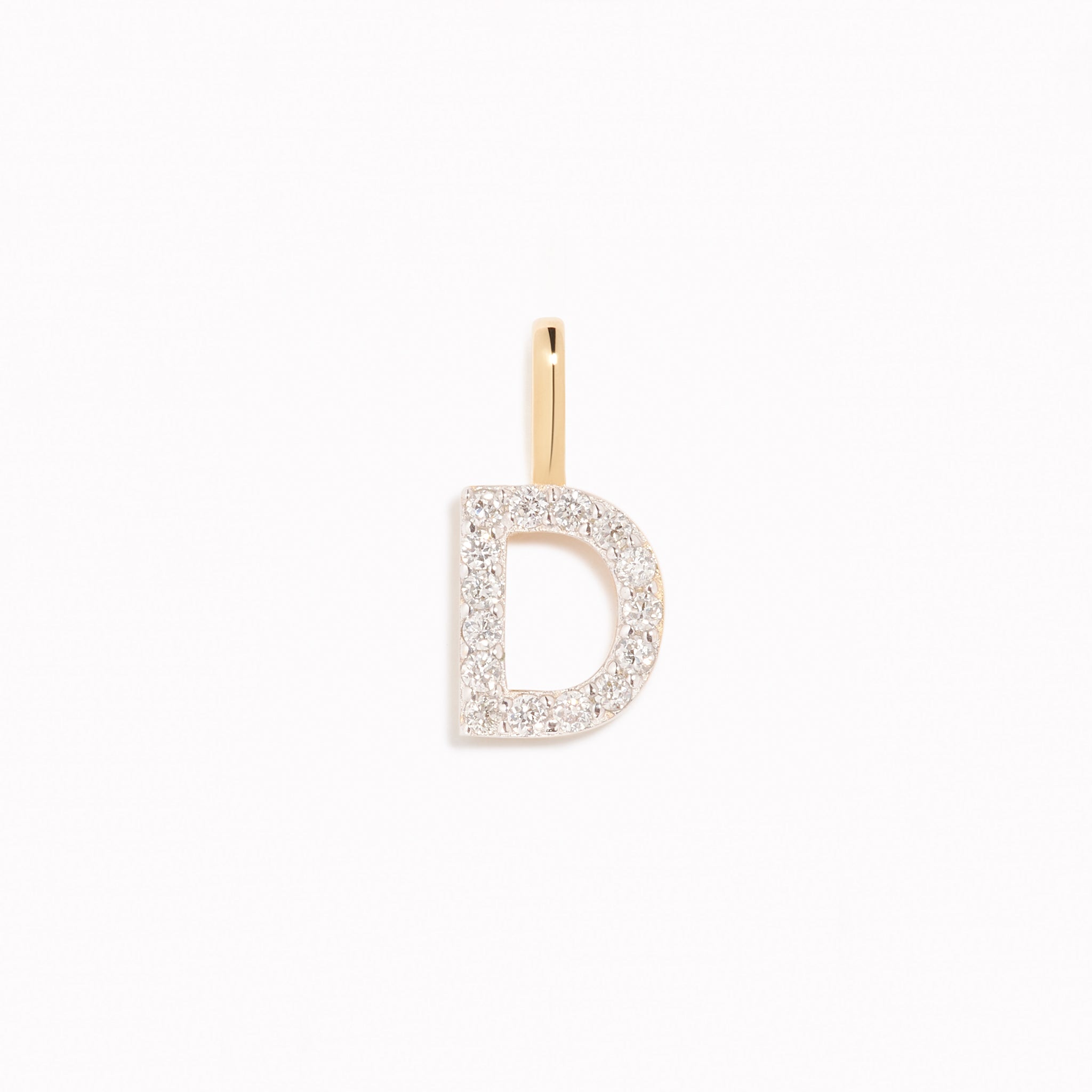 Lab Grown Diamond Initial Pendant 14k Gold - D