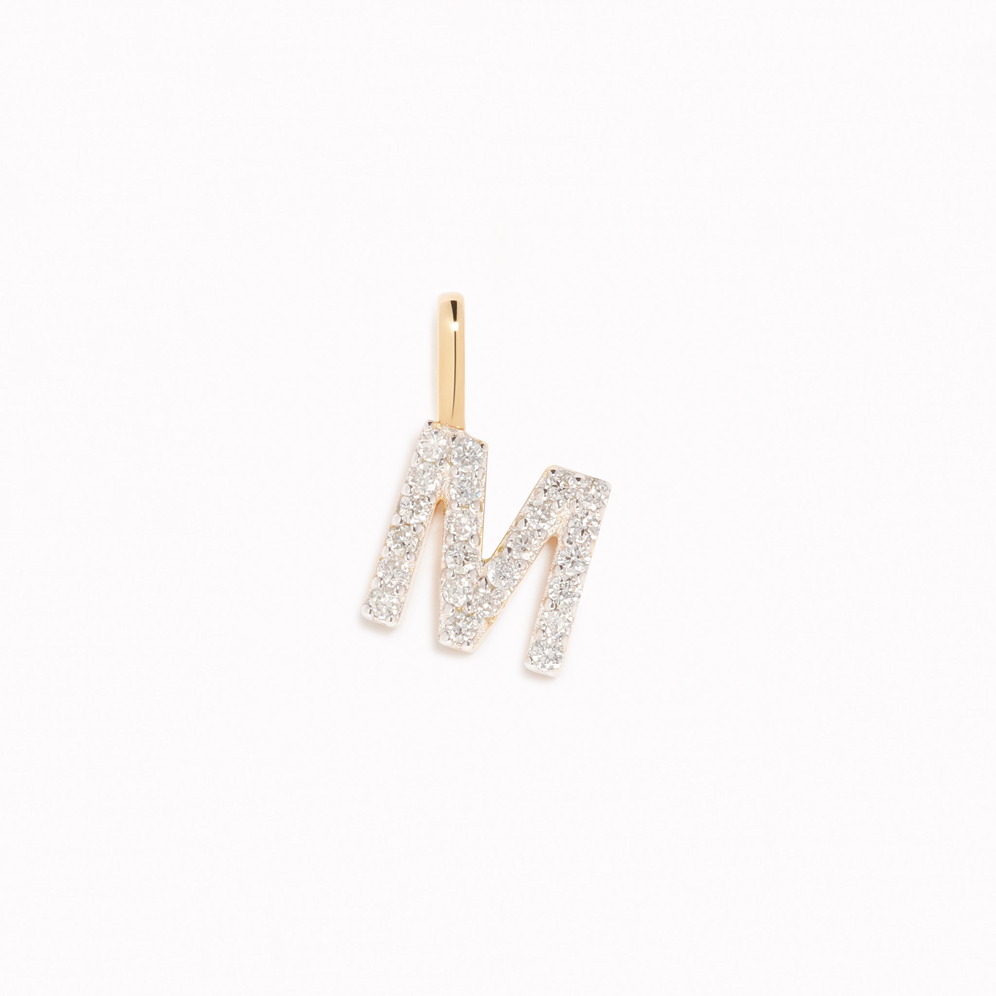Lab Grown Diamond Initial Pendant 14k Gold - M