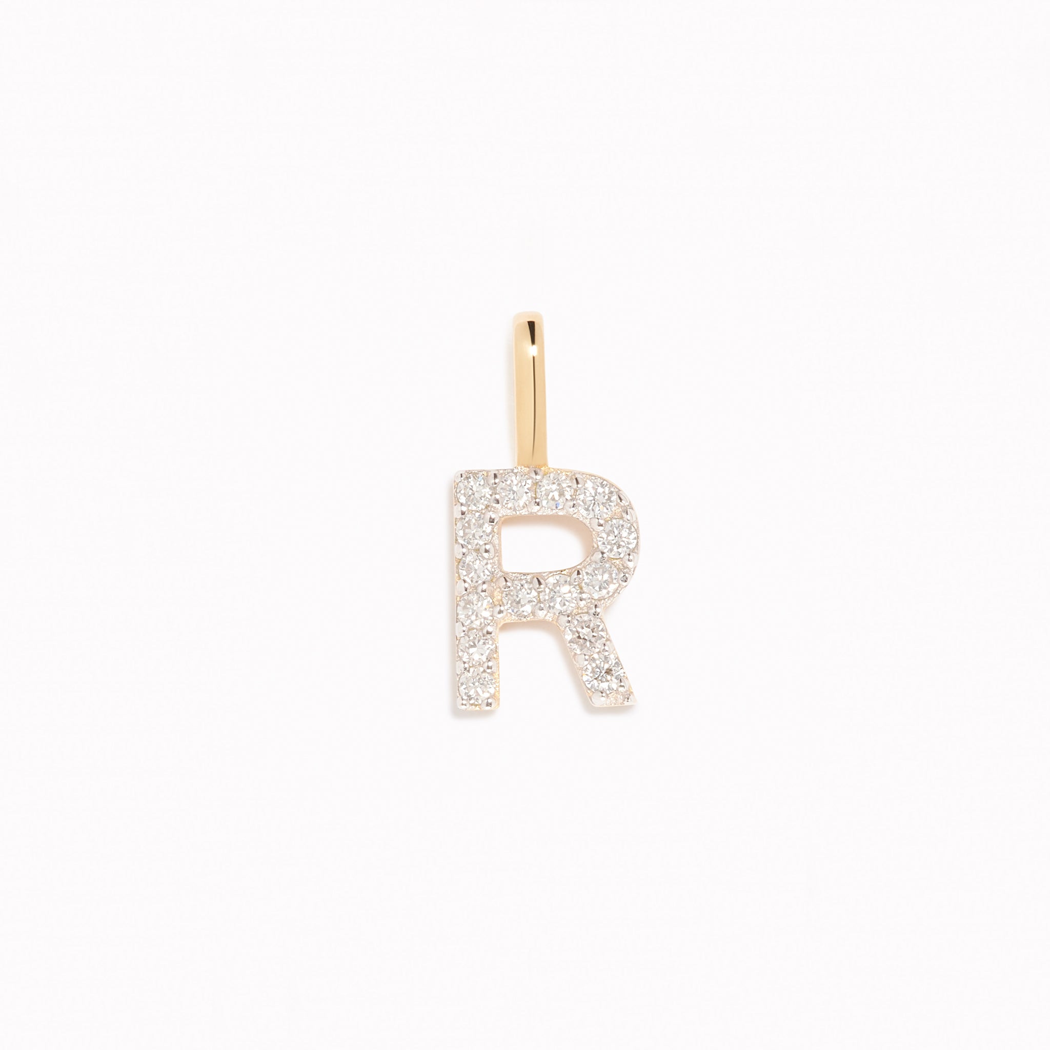 Lab Grown Diamond Initial Pendant 14k Gold - R
