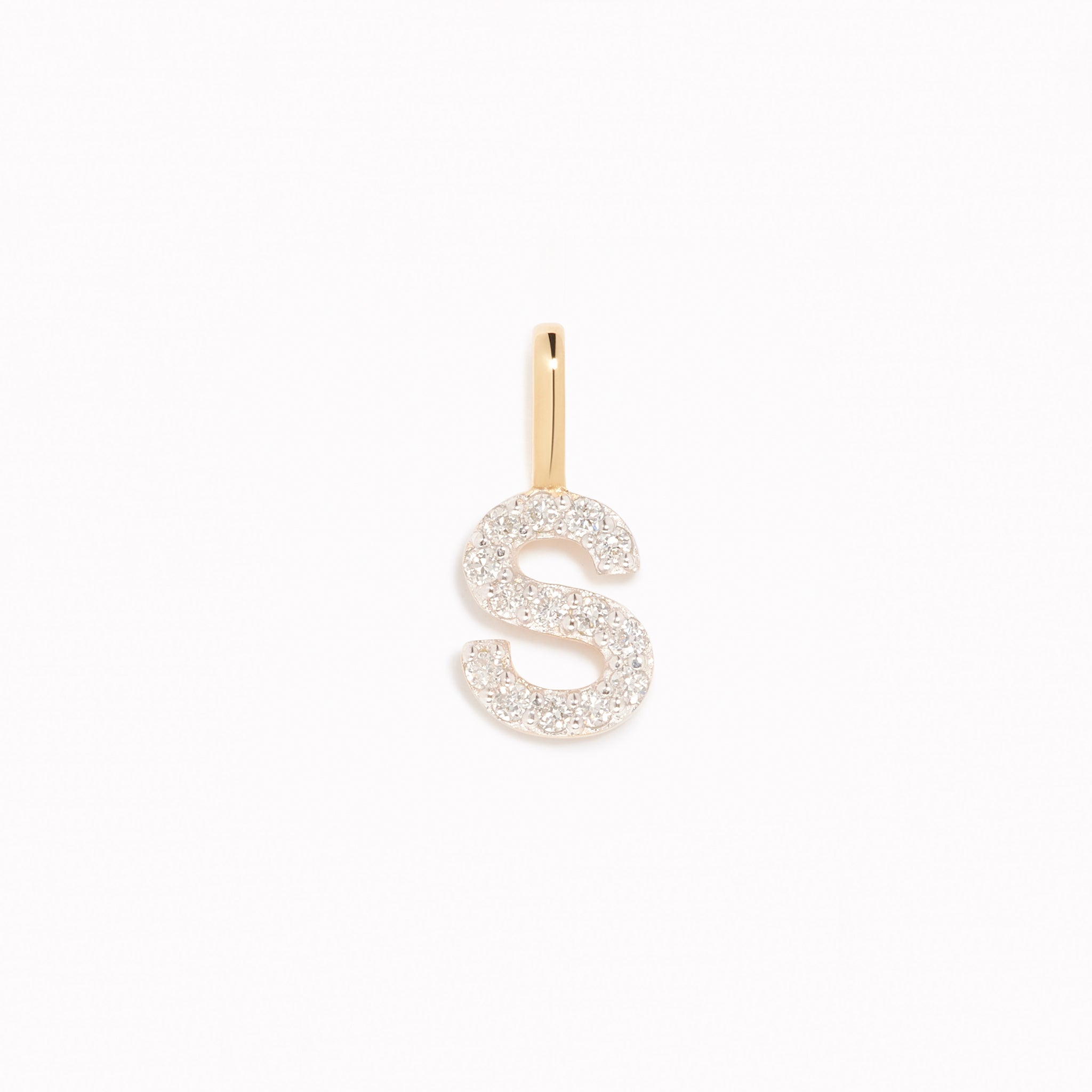 Lab Grown Diamond Initial Pendant 14k Gold - S