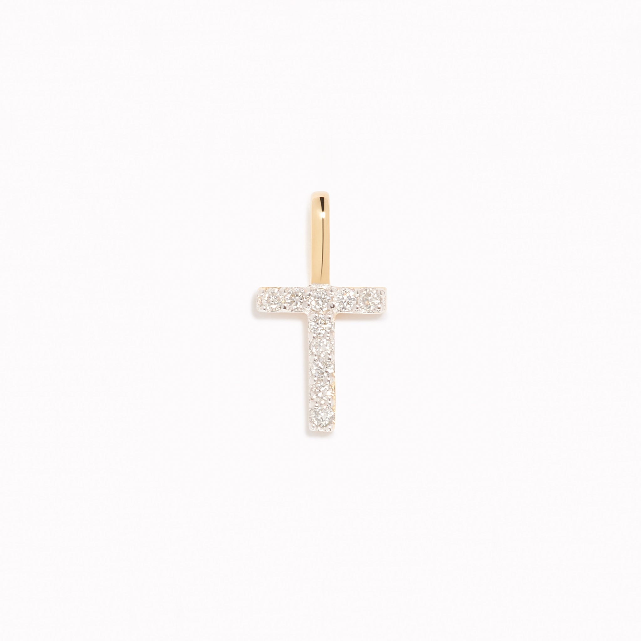 Lab Grown Diamond Initial Pendant 14k Gold - T