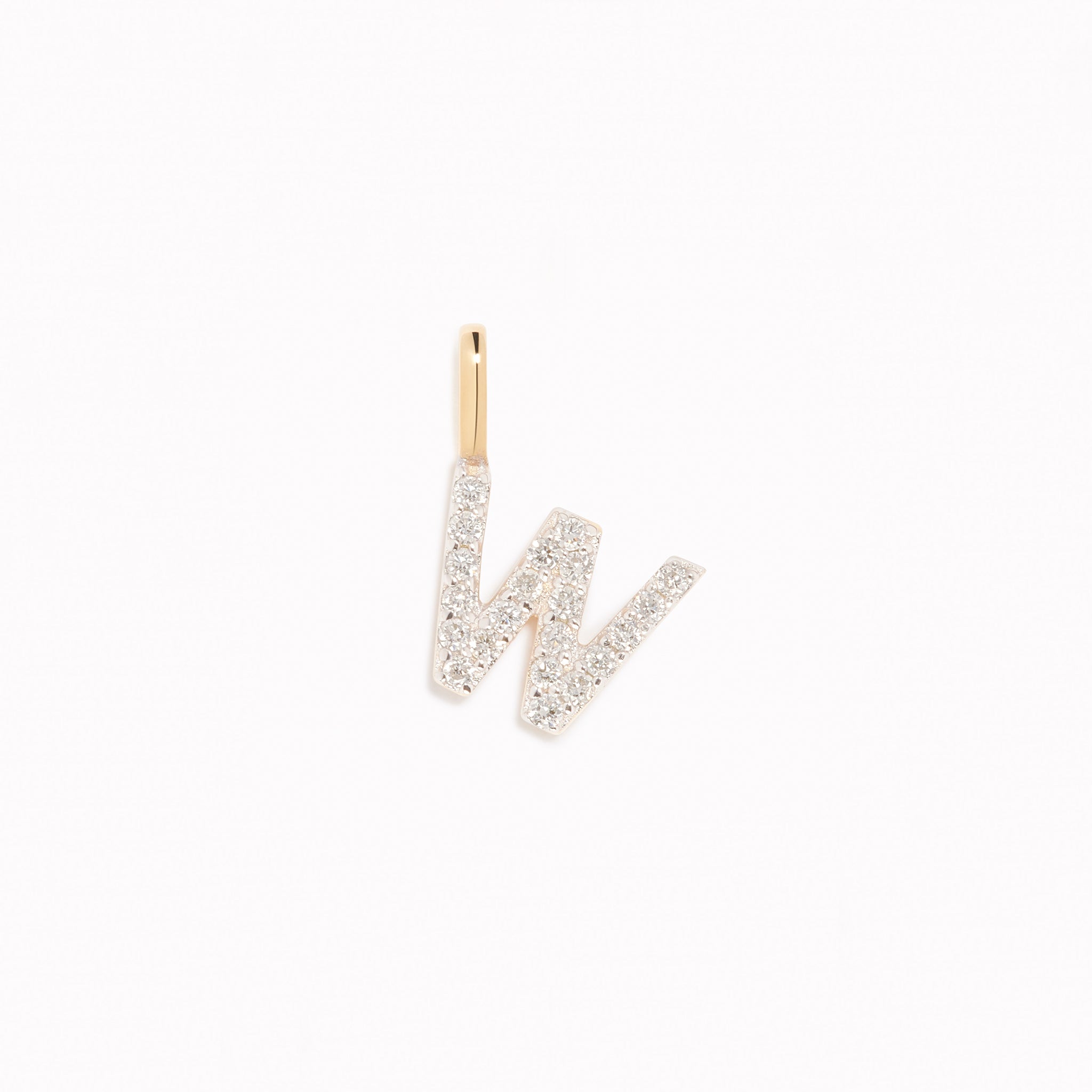Lab Grown Diamond Initial Pendant 14k Gold - W