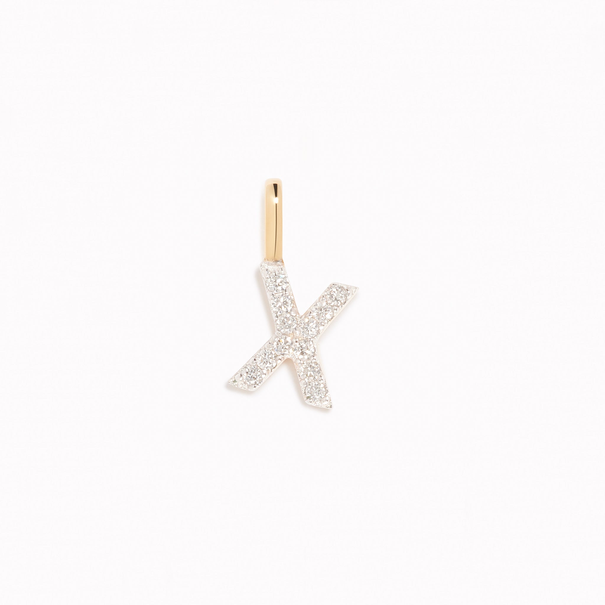Lab Grown Diamond Initial Pendant 14k Gold - X