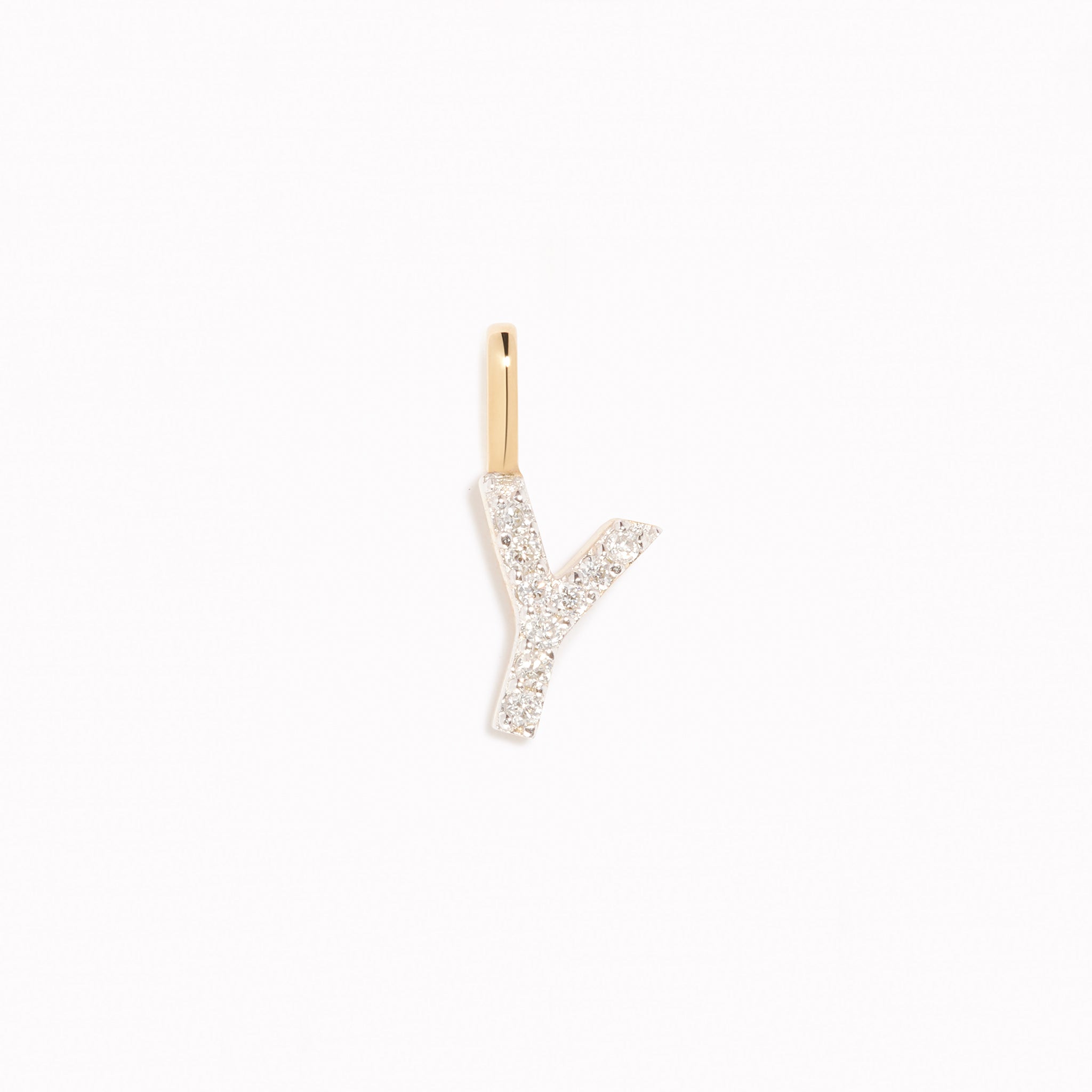 Lab Grown Diamond Initial Pendant 14k Gold - Y