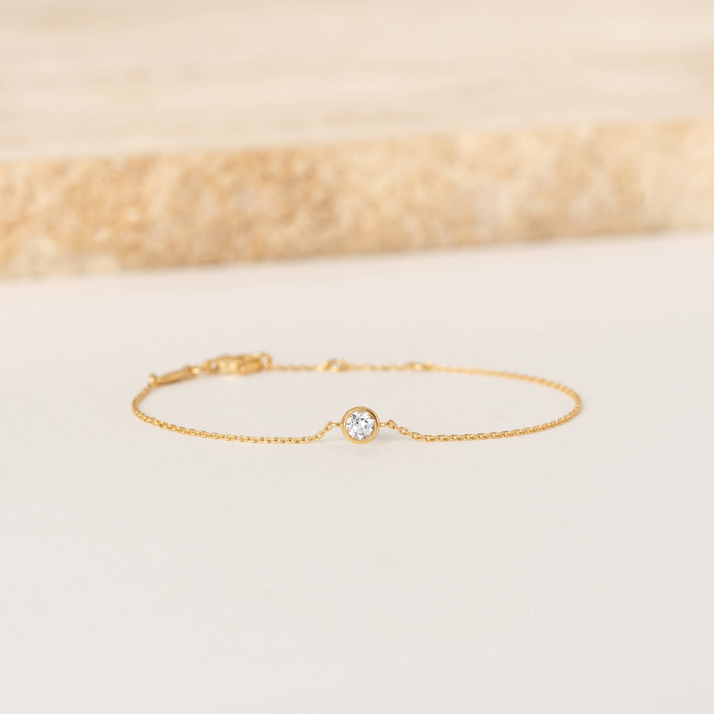 April Birthstone Bezel Bracelet - White Topaz
