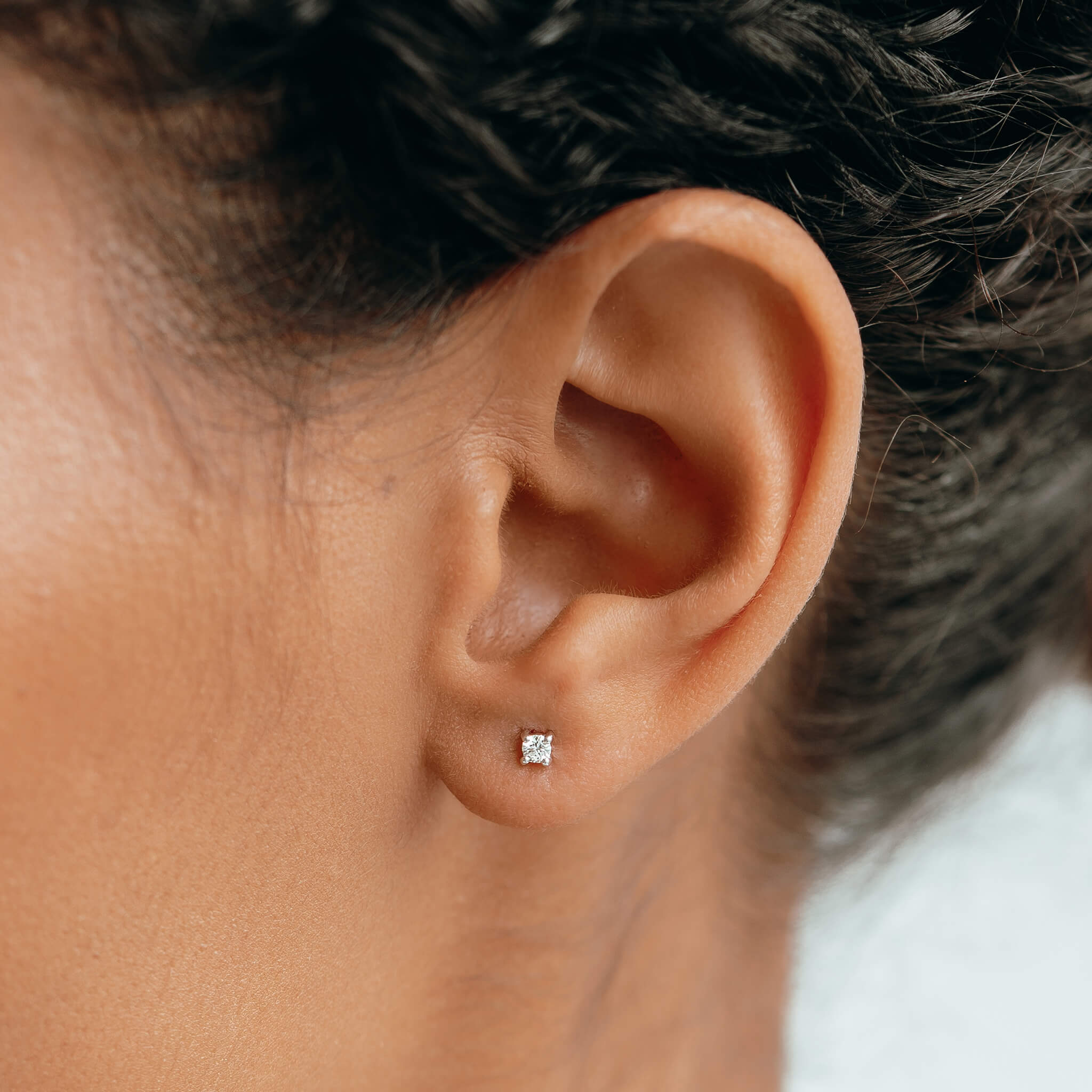 14k White Gold Lab Grown Diamond Stud Earrings 2.5mm - Aria