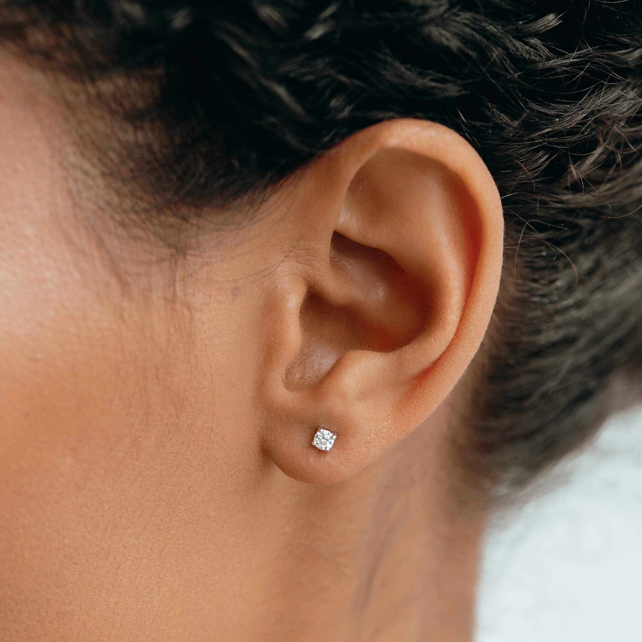 14k White Gold Lab Grown Diamond Stud Earrings 3mm - Aria