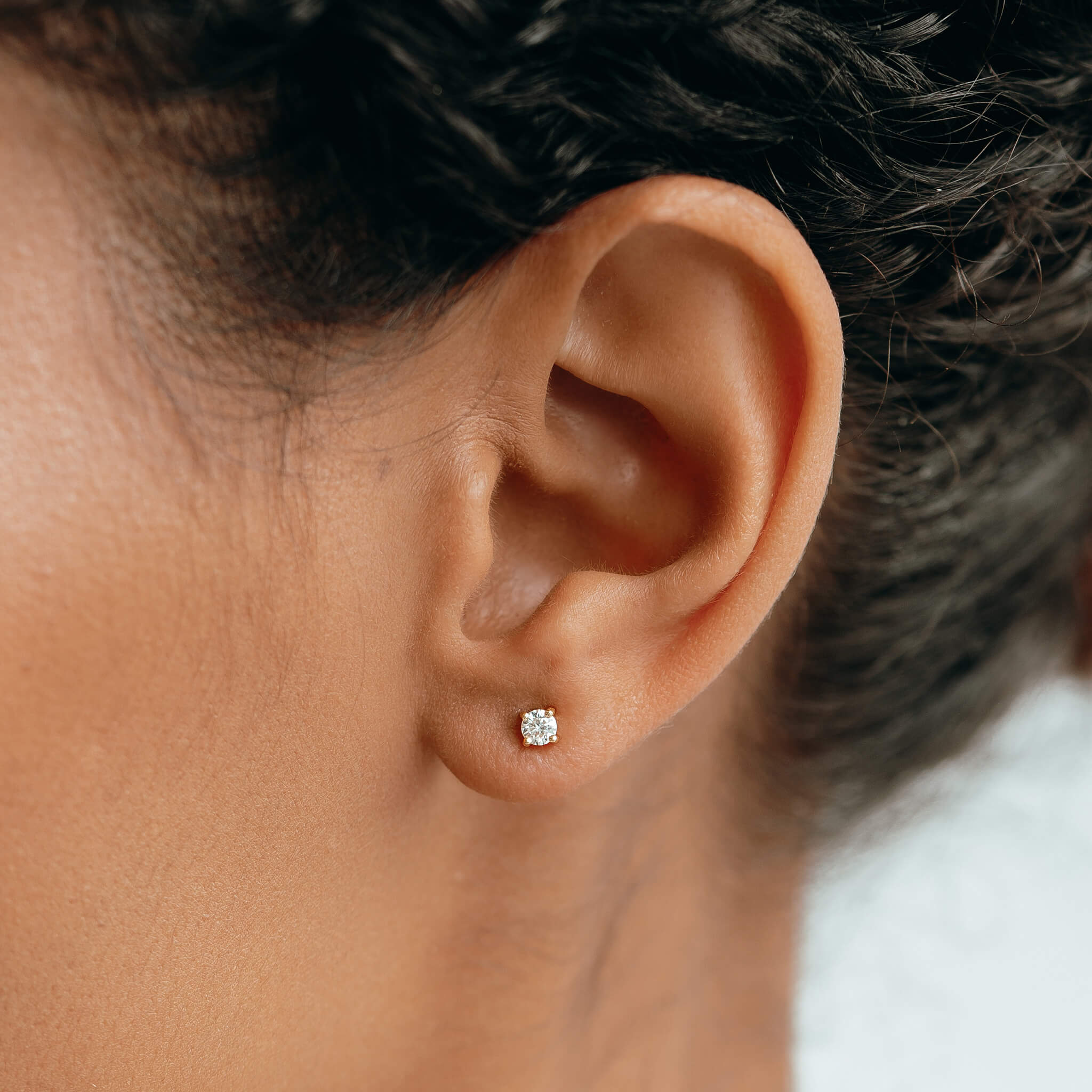 14k Yellow Gold Lab Grown Diamond Stud Earrings 3mm - Aria