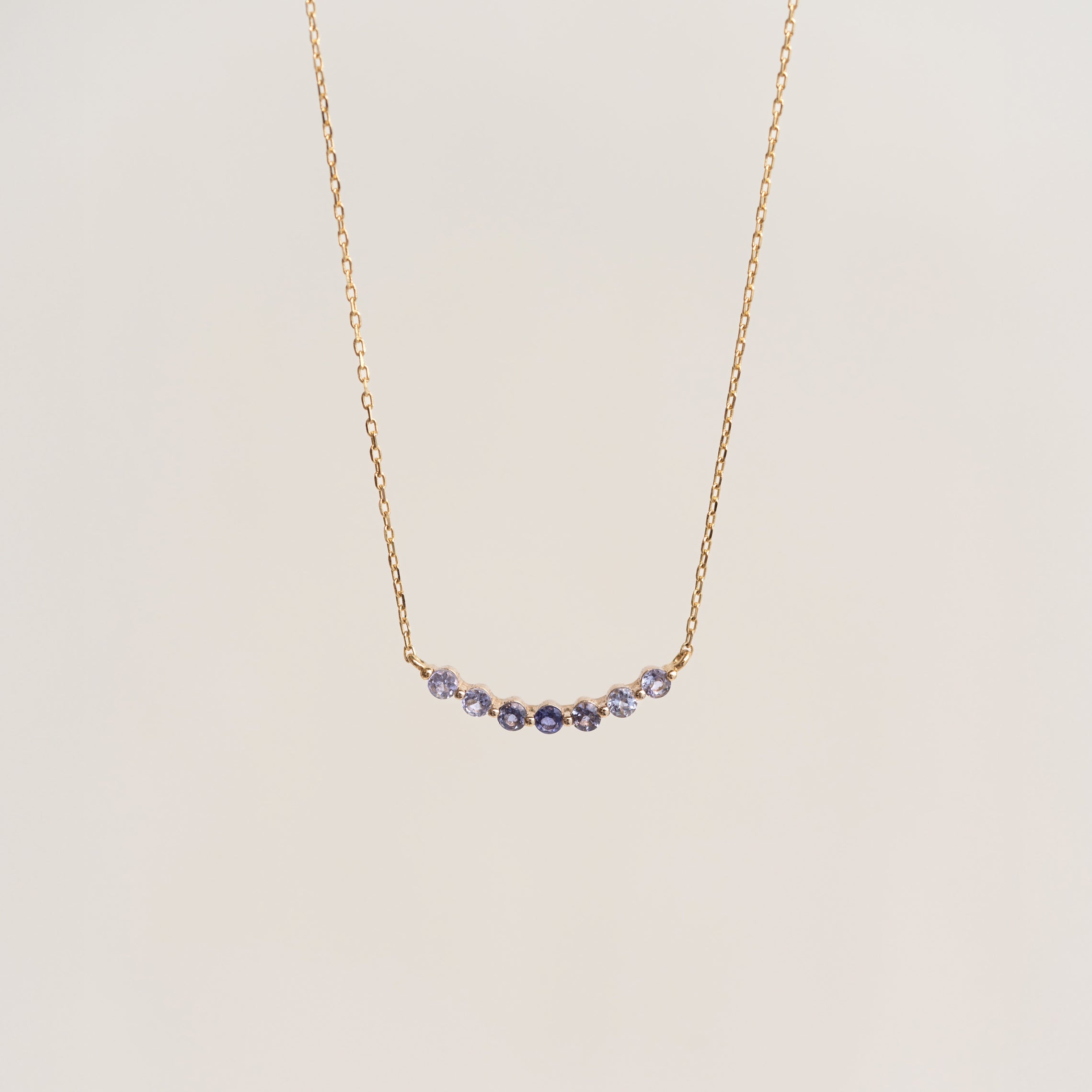 December Birthstone Necklace 14k Gold - Ombre Cordierite