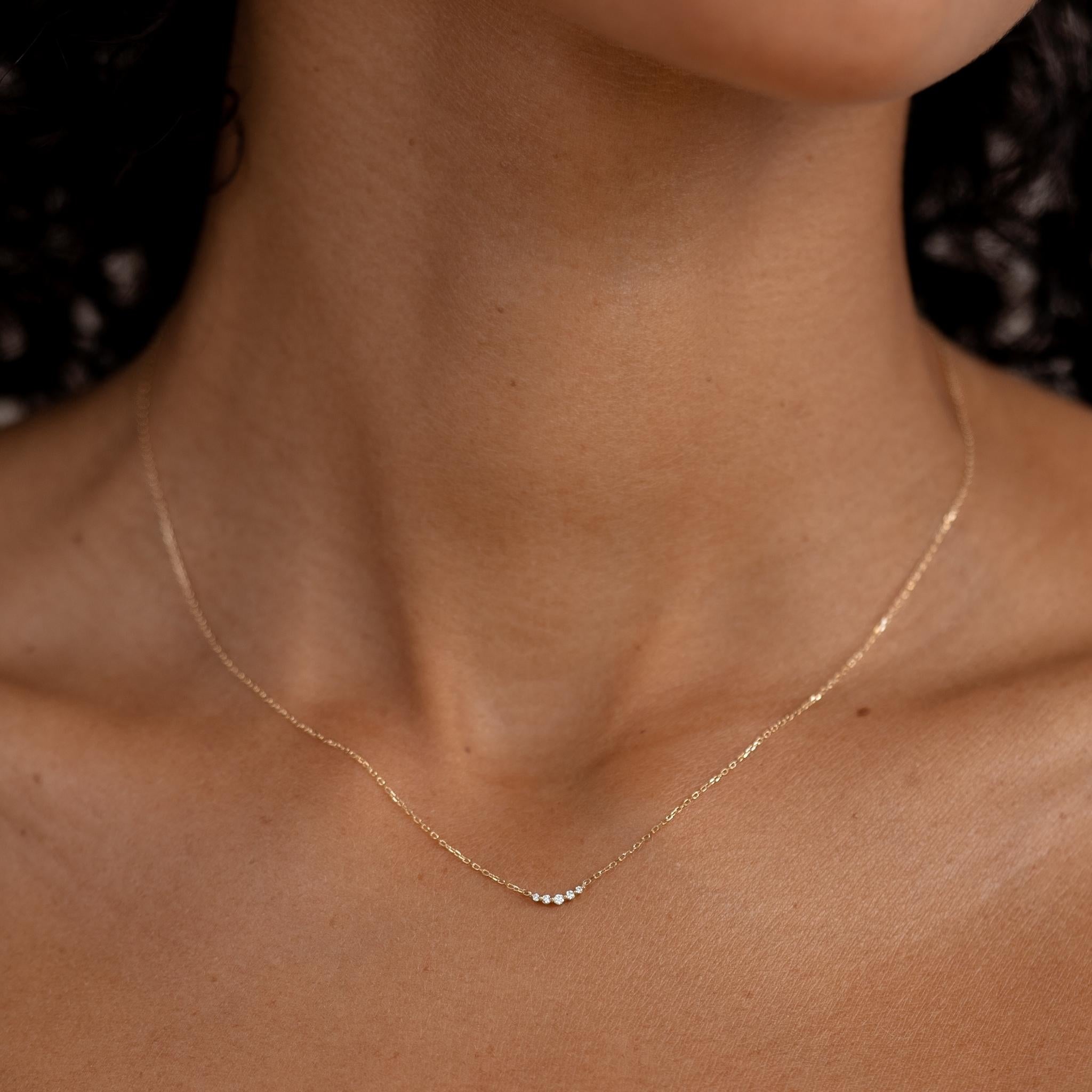 Lab Grown Diamond Curved Bar Necklace 14k Gold - Jemma