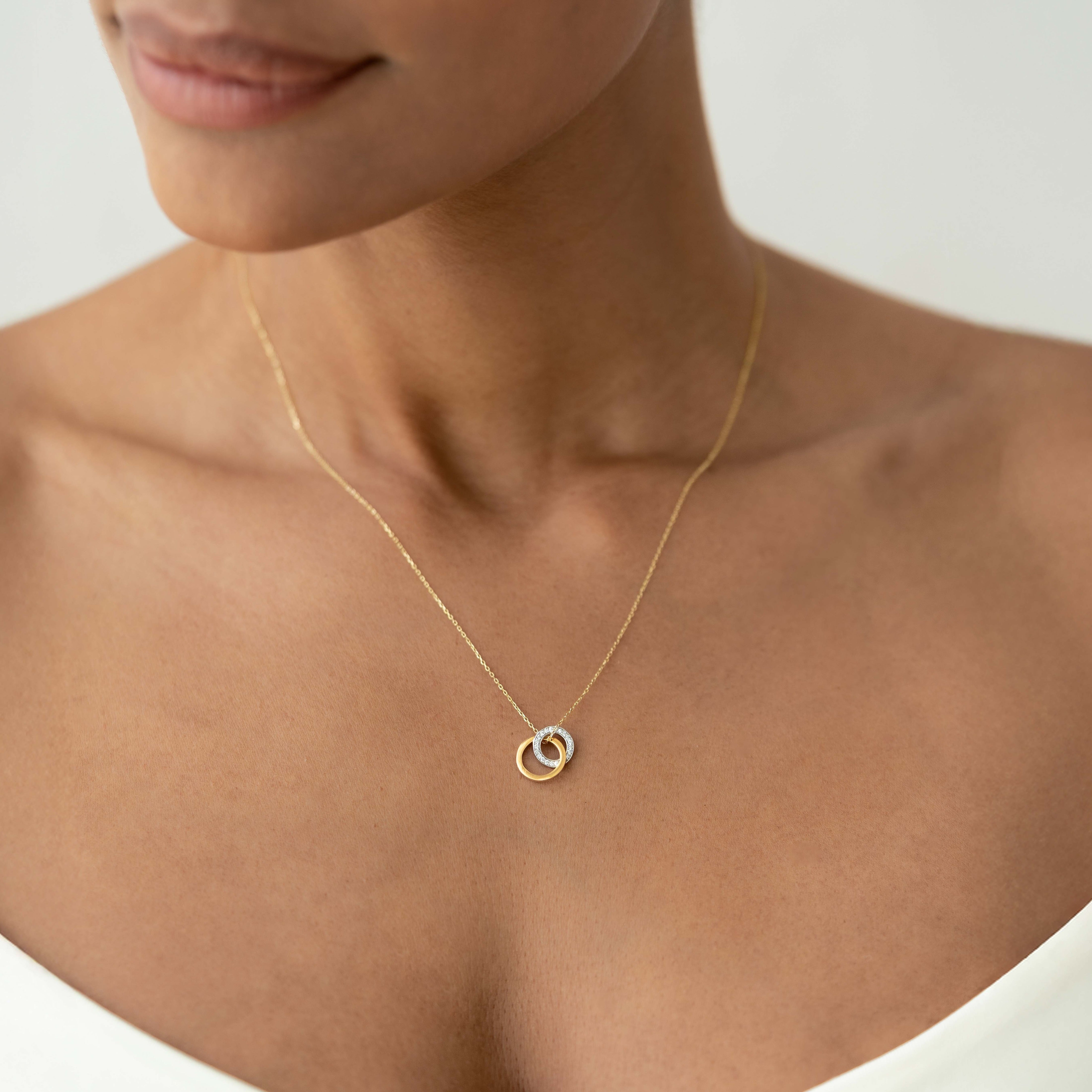 Lab Grown Diamond Double Circle Necklace 14k Gold - Diana