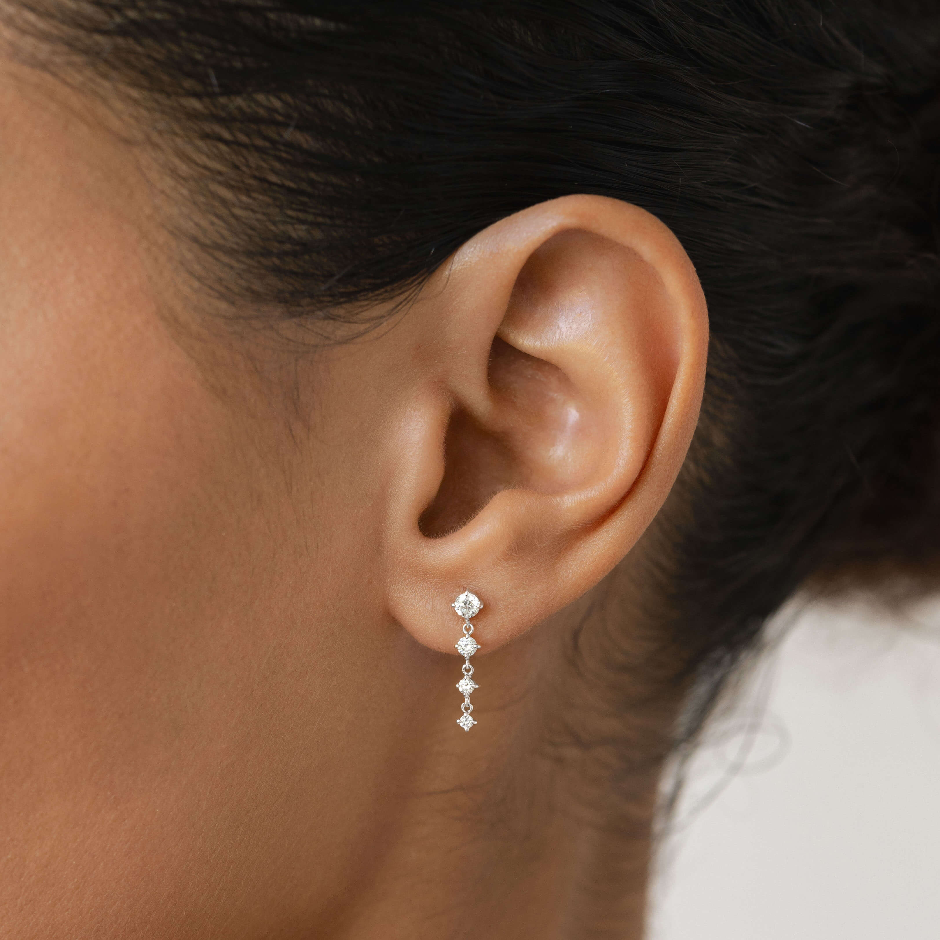 Lab Grown Diamond Drop Earrings White Gold - Helmi