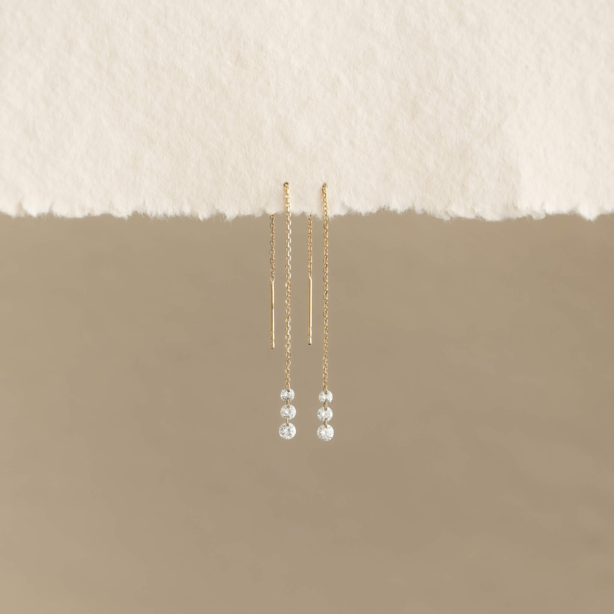 Lab Grown Diamond Drop Threader Earrings 14k Gold - Priscilla