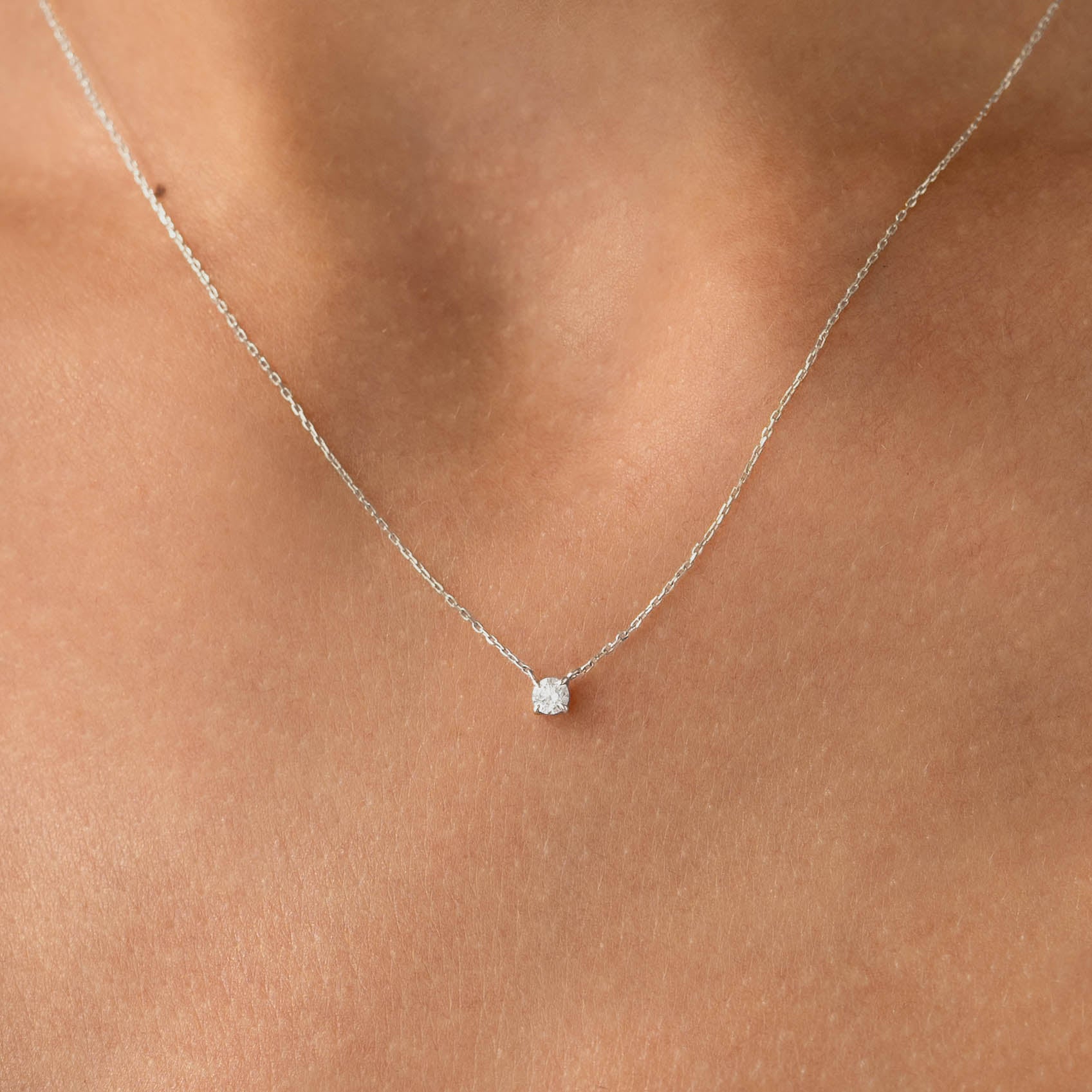Lab Grown Diamond Pendant Necklace 14k White Gold - Johanne