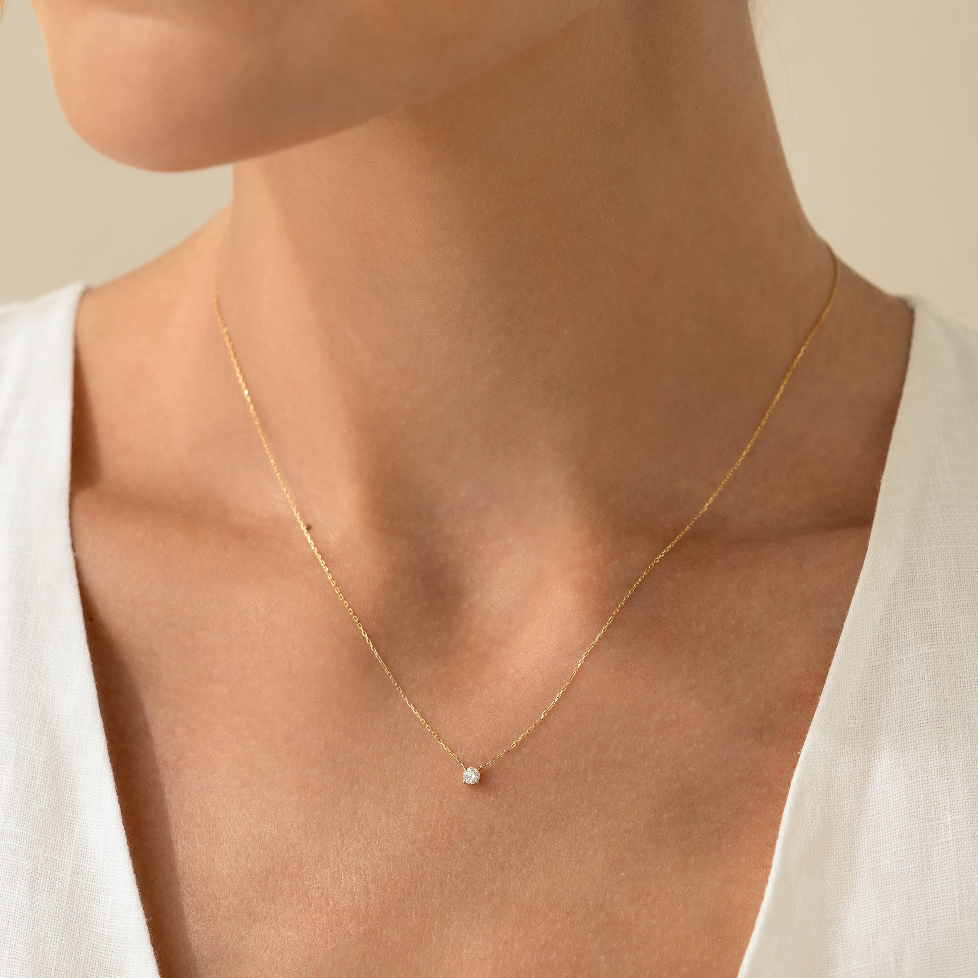 Lab Grown Diamond Pendant Necklace 10k Gold - Johanne