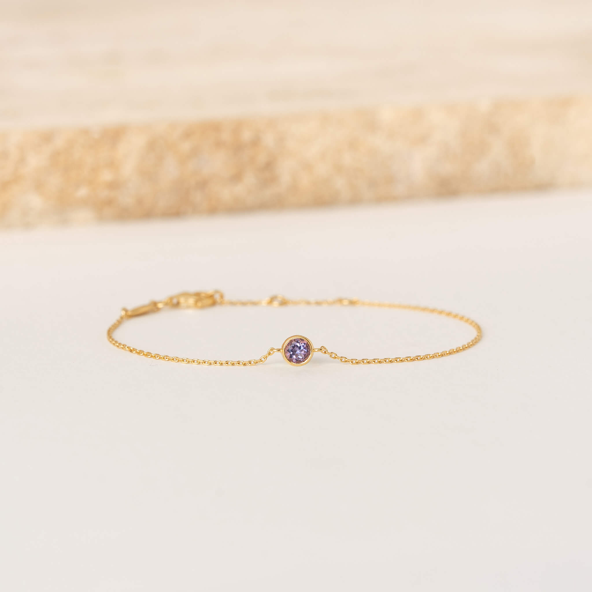 February Birthstone Bezel Bracelet - Amethyst