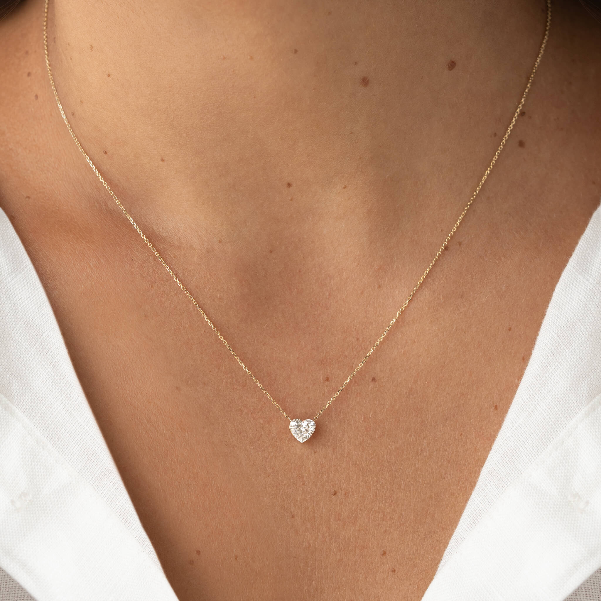 Heart-Shaped Lab Grown Diamond Necklace 14k Gold (0.75 ct tw) - Rene