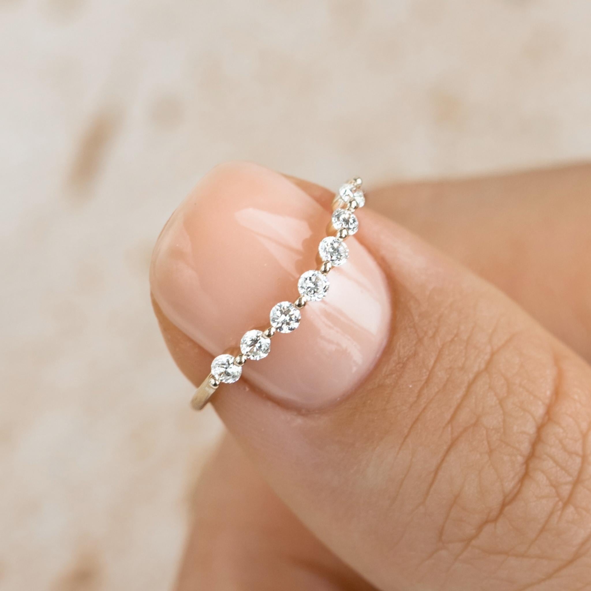 Curved Lab Grown Diamond Ring 14k Gold - Isla