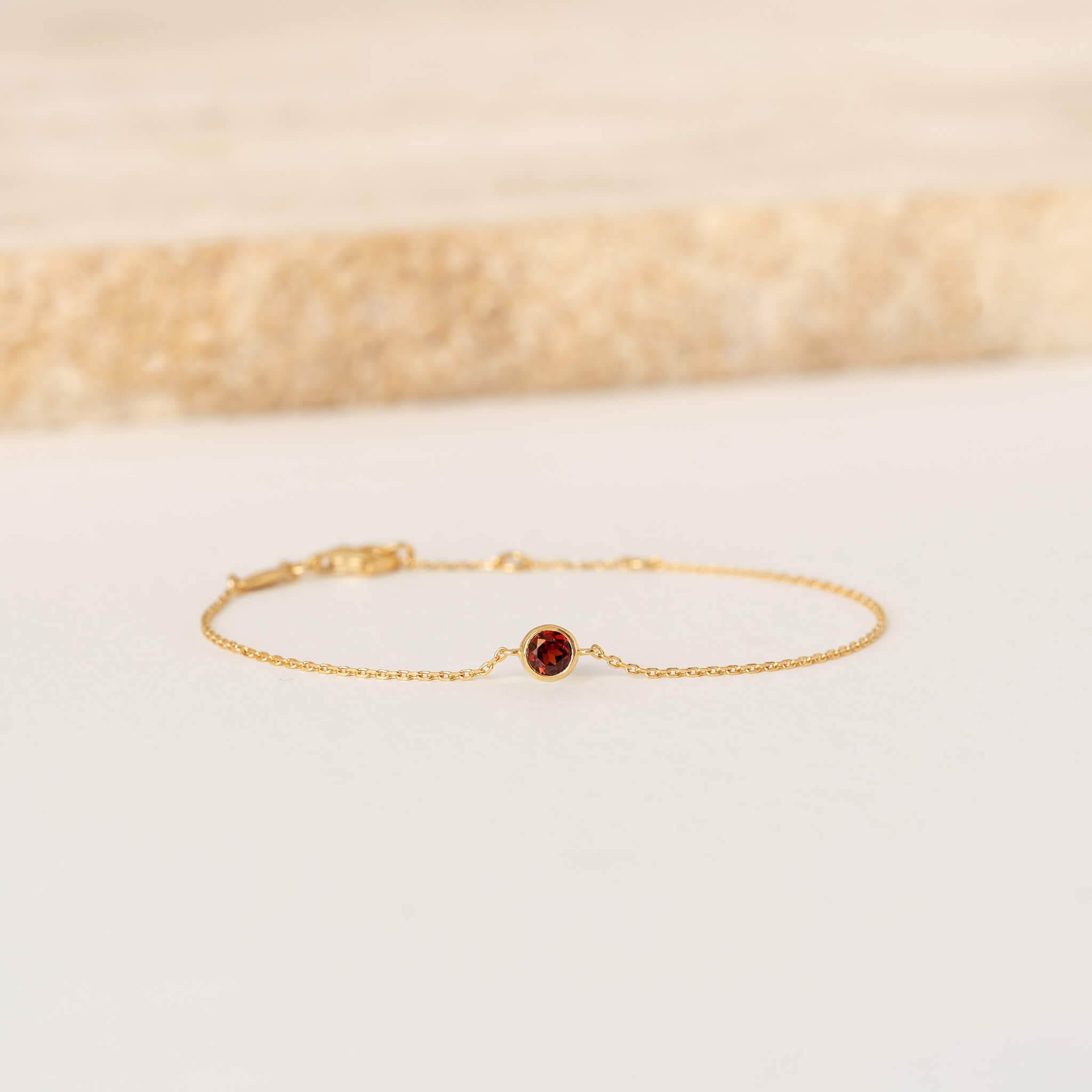 January Birthstone Bezel Bracelet - Garnet