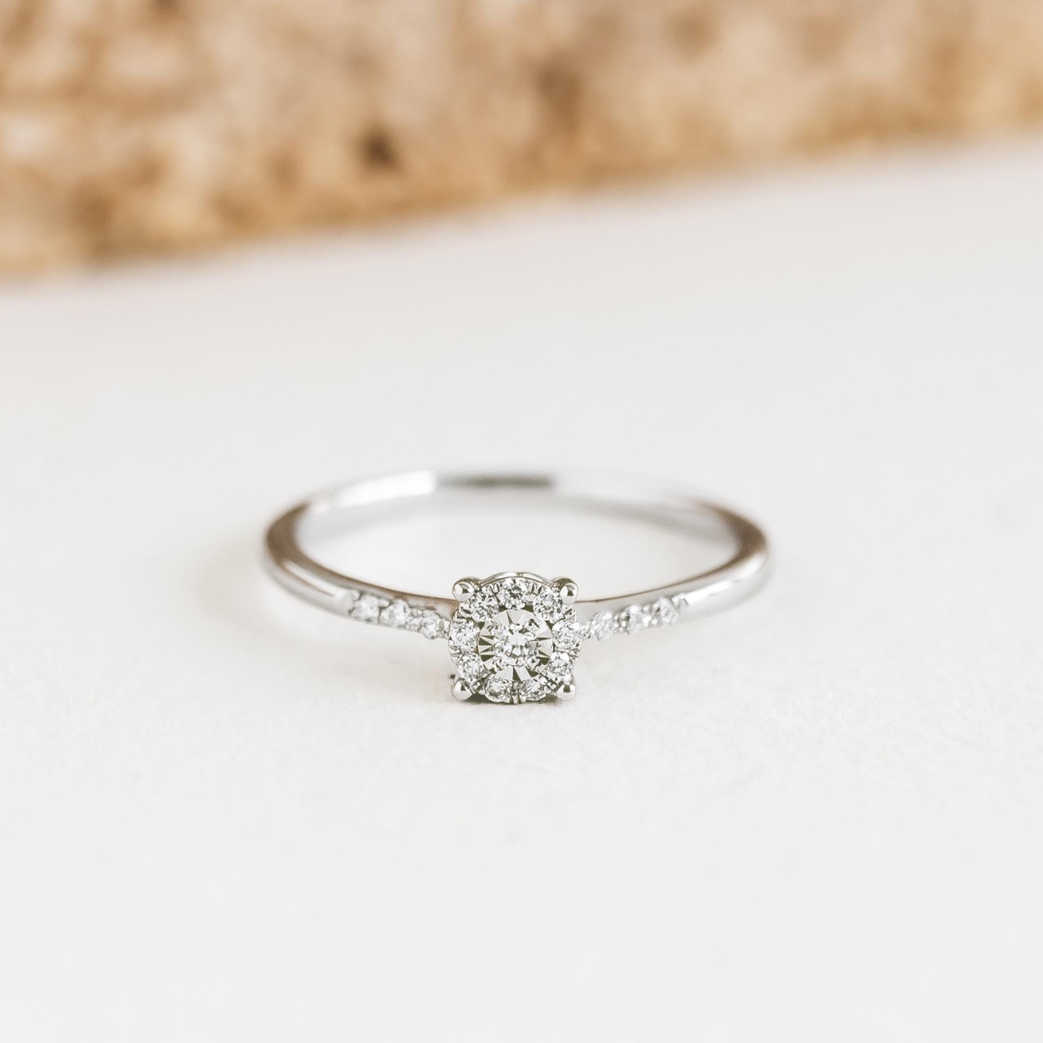 Round Cluster Lab Grown Diamond Ring White Gold - Zaira