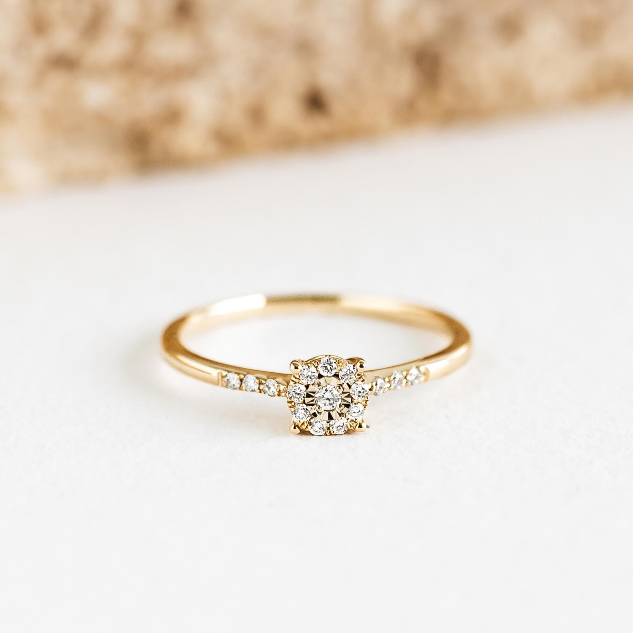 Round Cluster Lab Grown Diamond Ring 14k Gold - Zaira