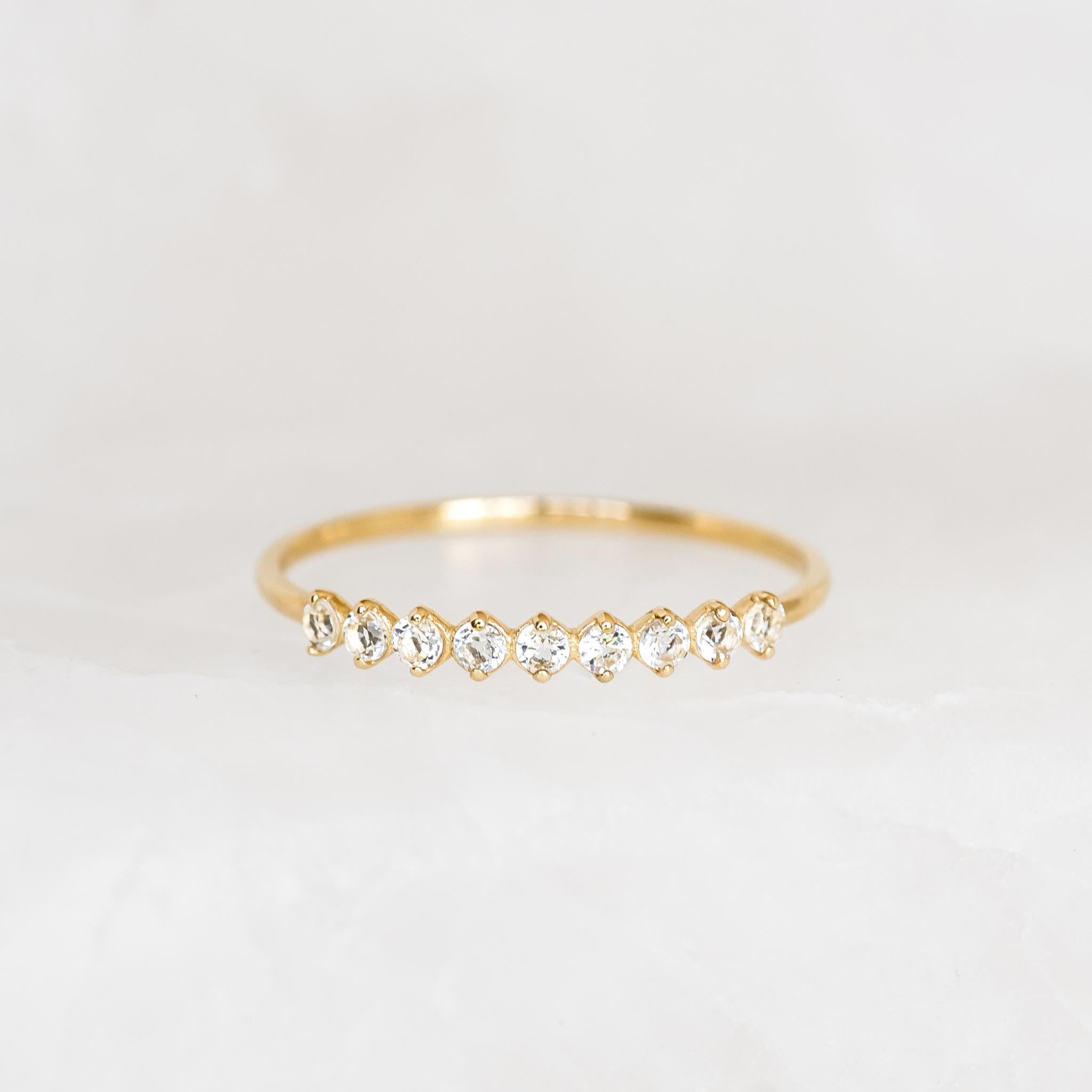 April Birthstone Ring 14k Gold - White Topaz