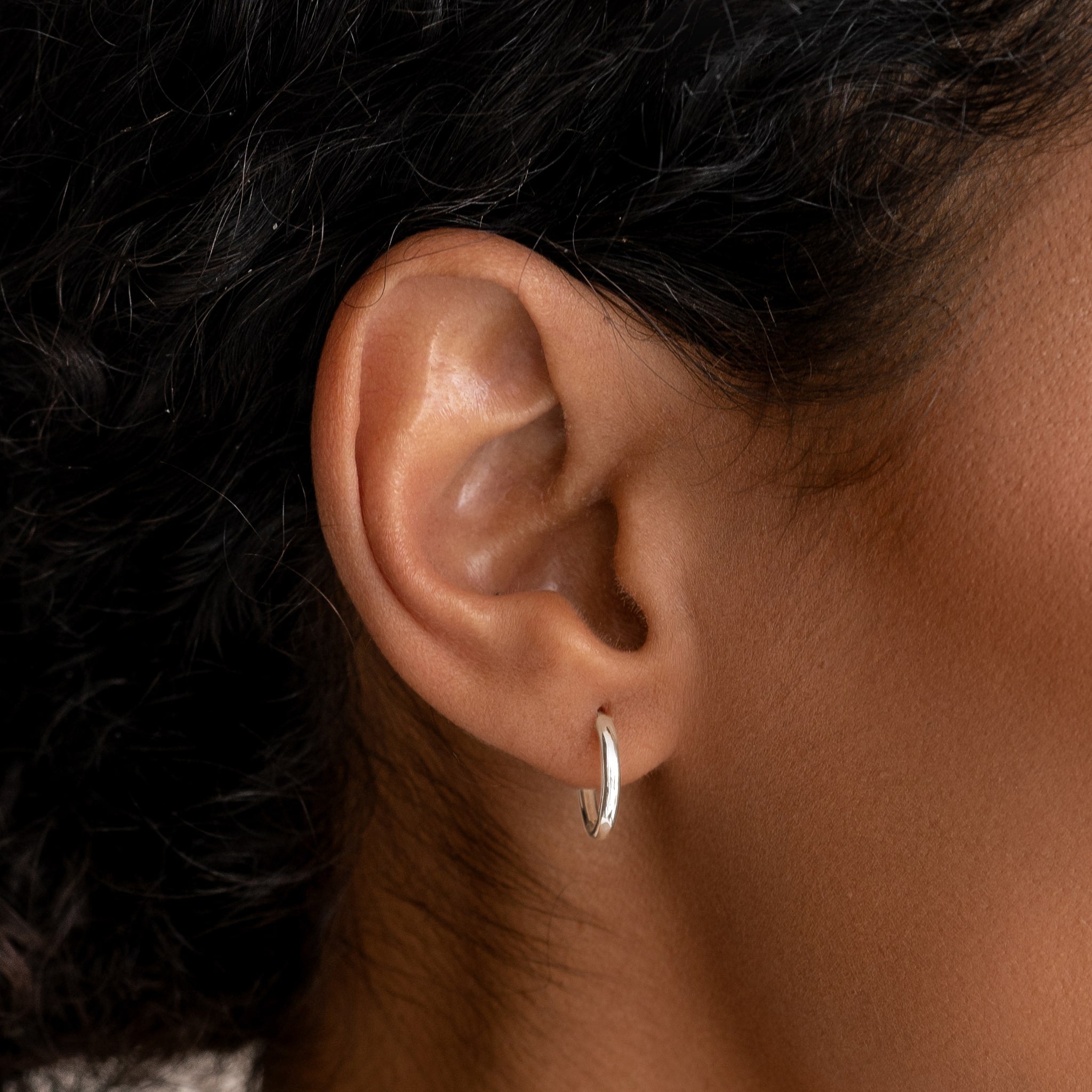White Gold Huggie Earrings - Emilia