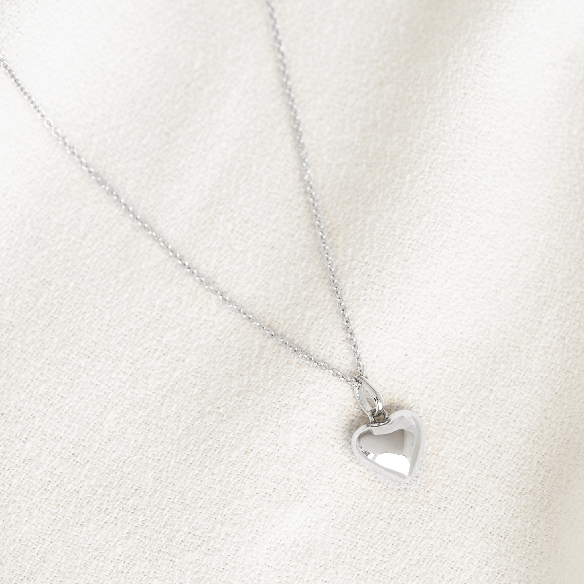 Puffy Heart Necklace Silver