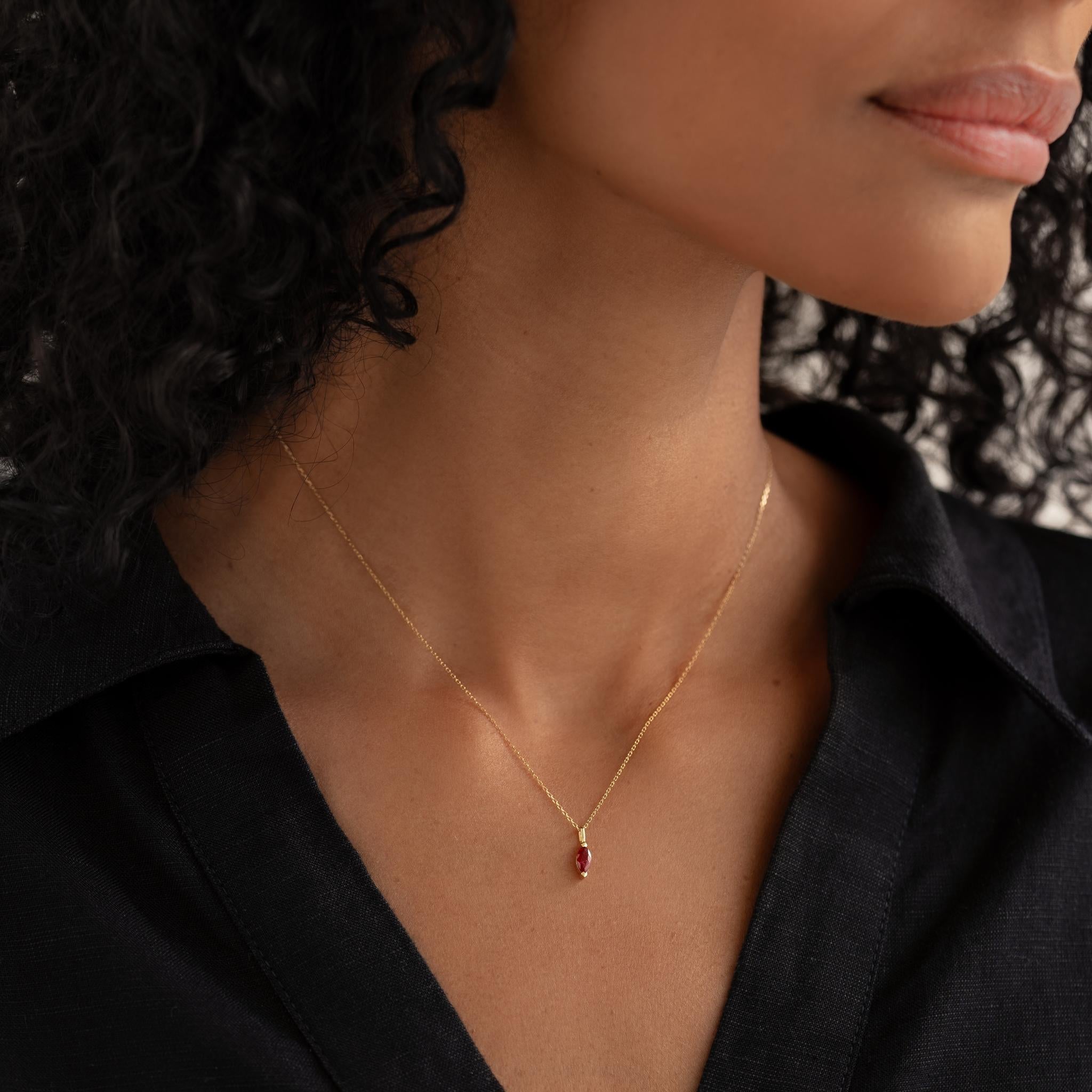 January Birthstone Pendant 14k Gold - Garnet