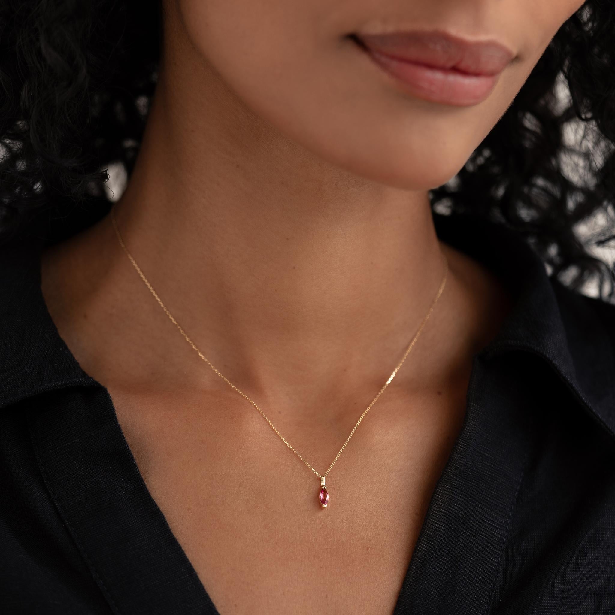 July Birthstone Pendant 14k Gold - Pink Tourmaline