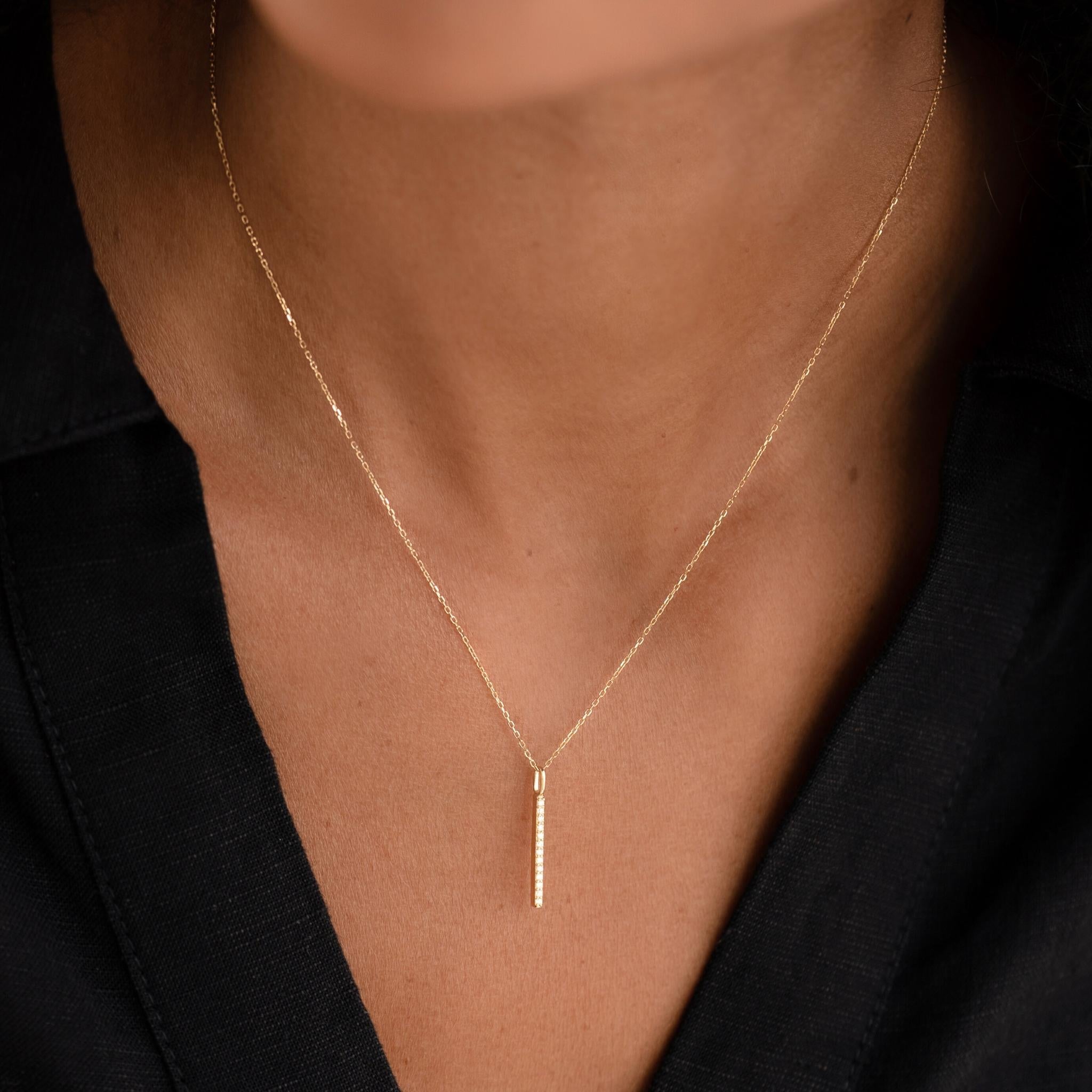 Lab Grown Diamond Line Pendant 14k Gold