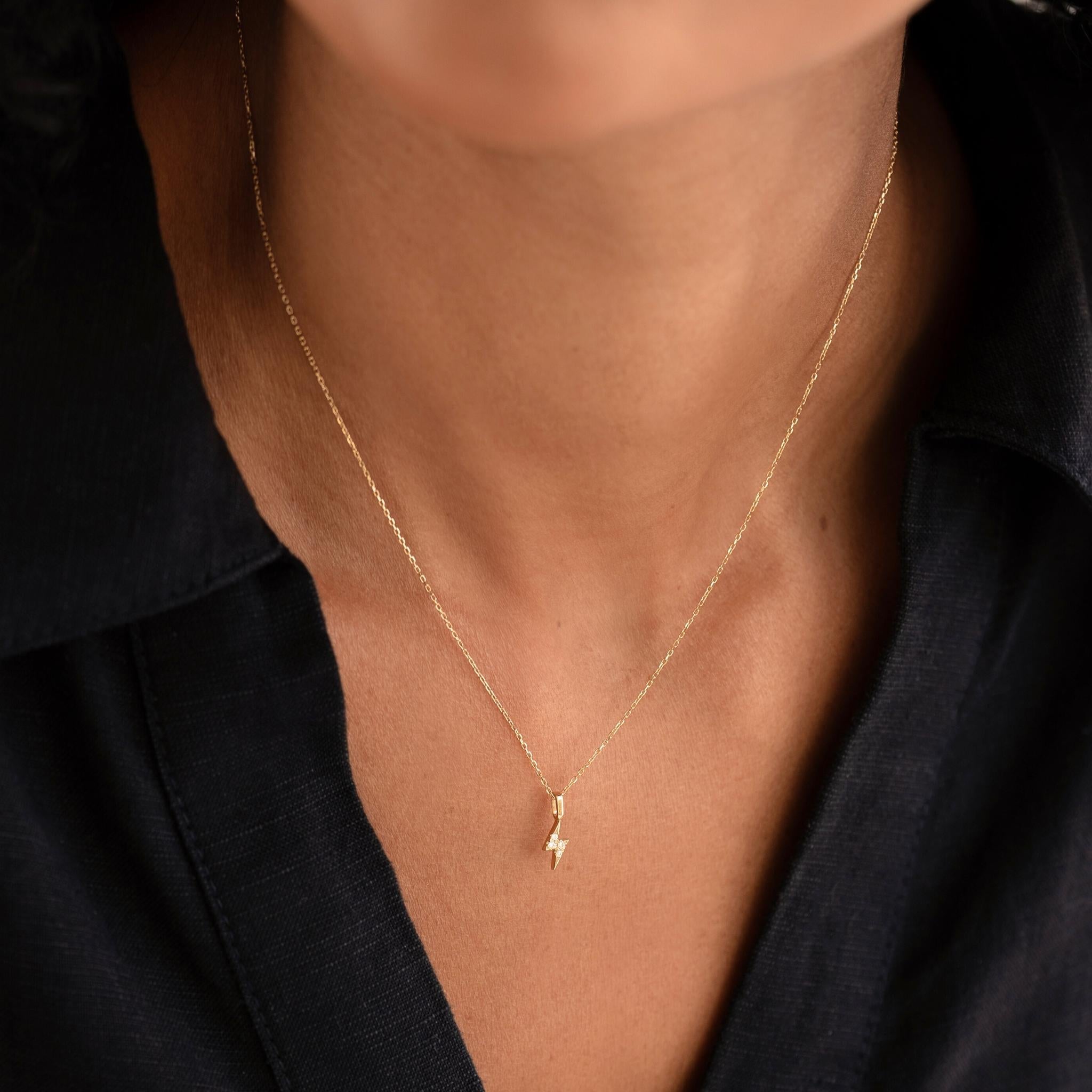 Lab Grown Diamond Lightning Bolt Charm 14k Gold
