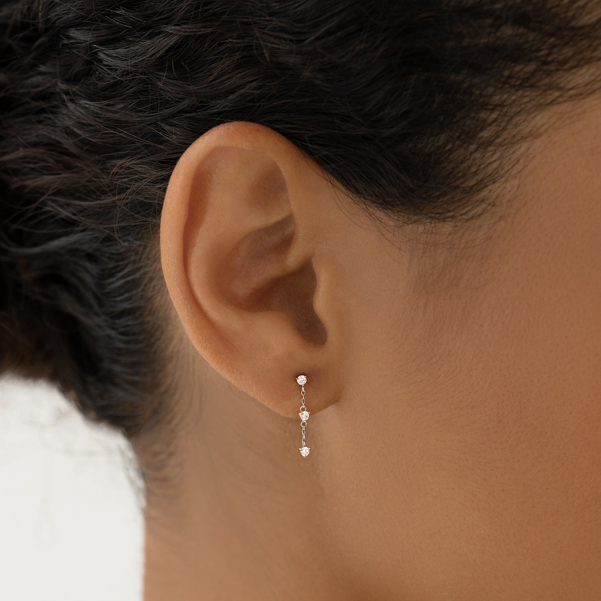 Lab Grown Diamond Drop Earrings White Gold - Alessia