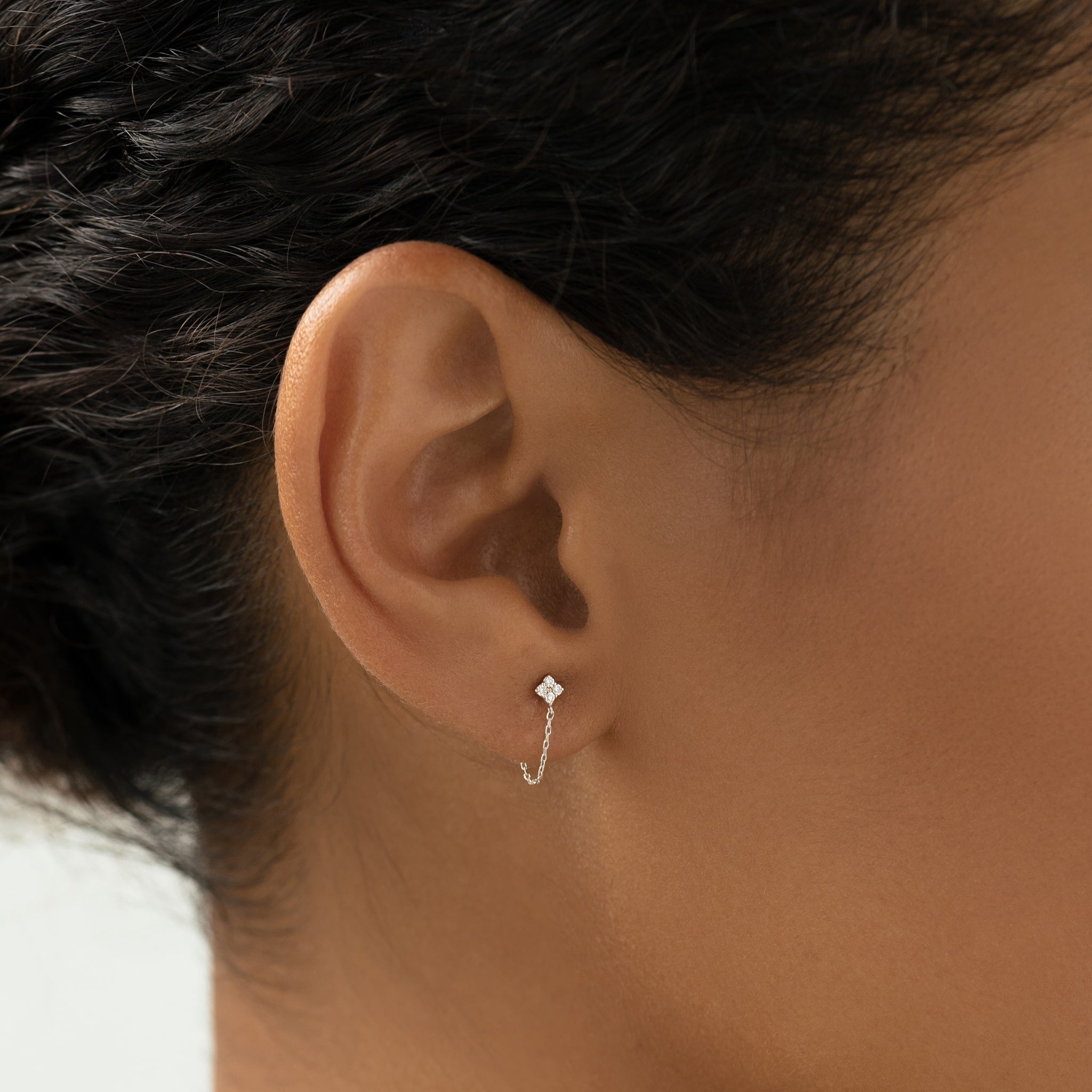 Lab Grown Diamond Chain Earrings White Gold - Alva