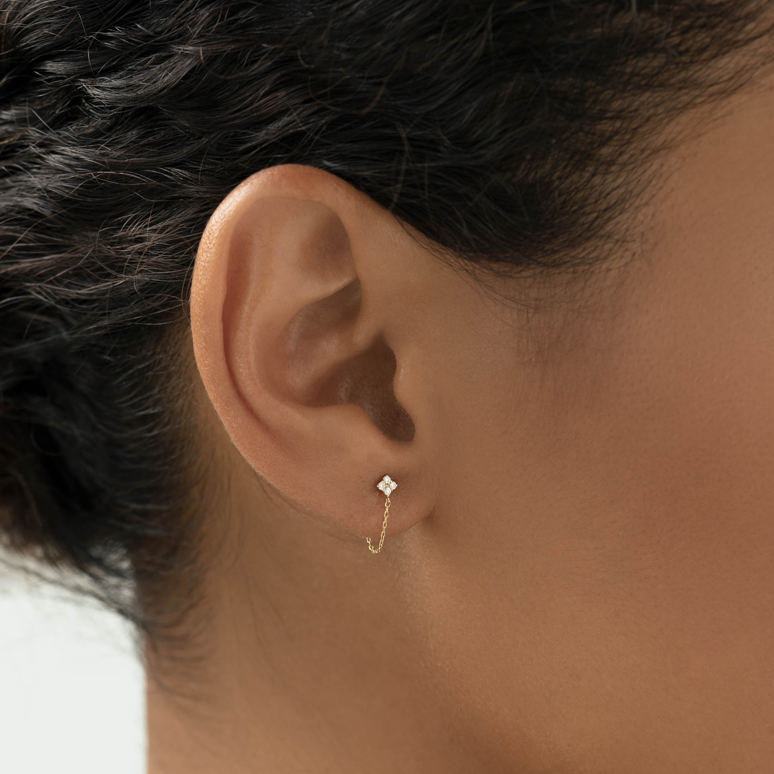 Lab Grown Diamond Chain Earrings 14k Gold - Alva