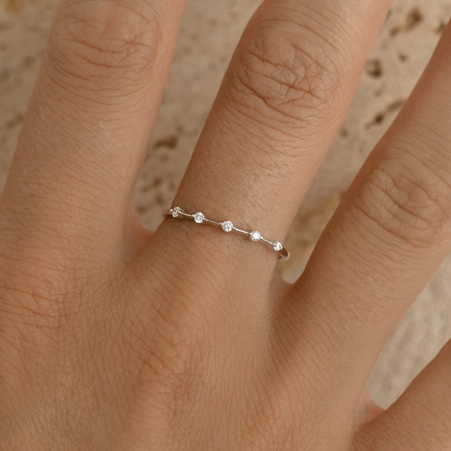 Five Stone Lab Grown Diamond Ring White Gold - Leoni