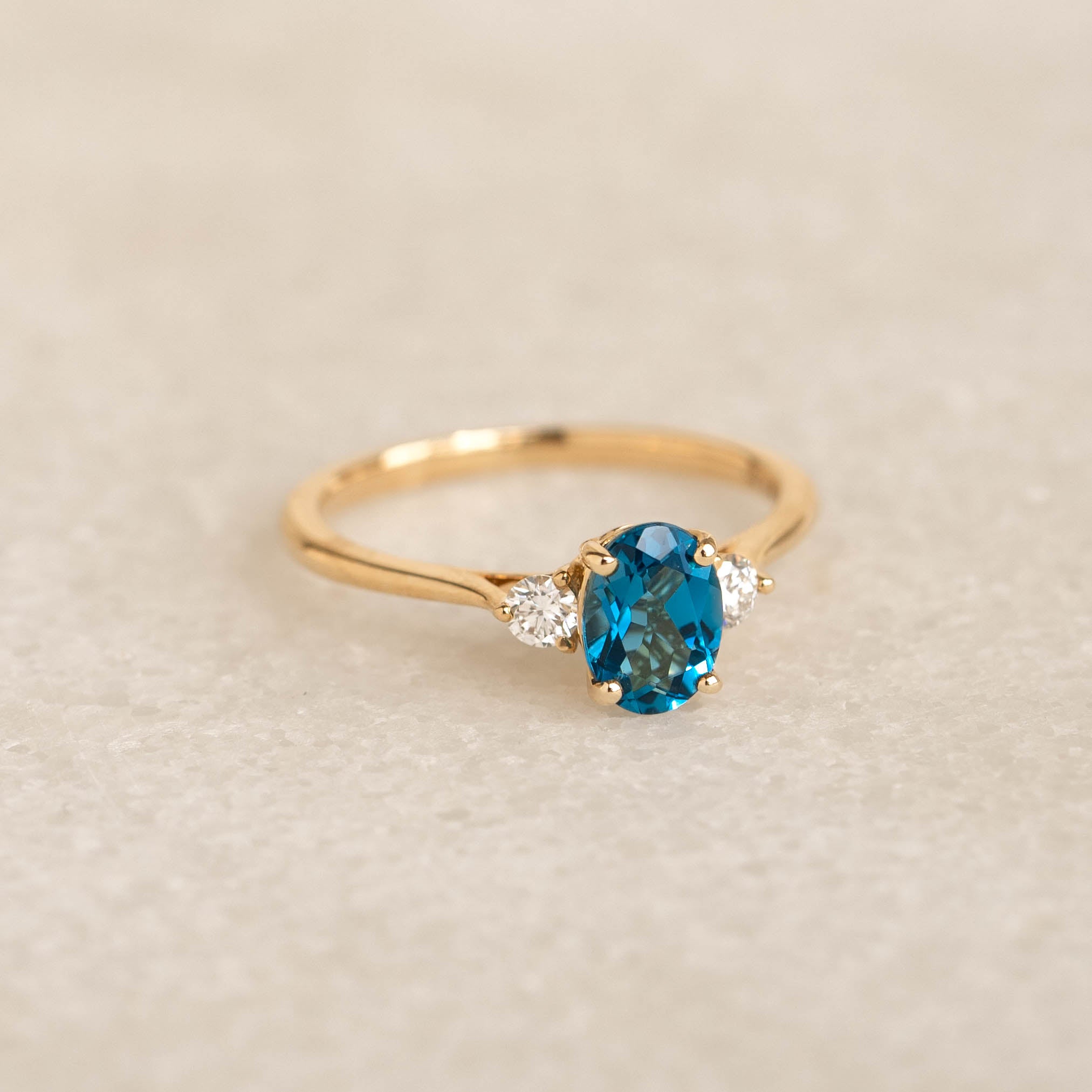 London Blue Topaz and Lab Grown Diamond Ring 14k Gold - Kindra