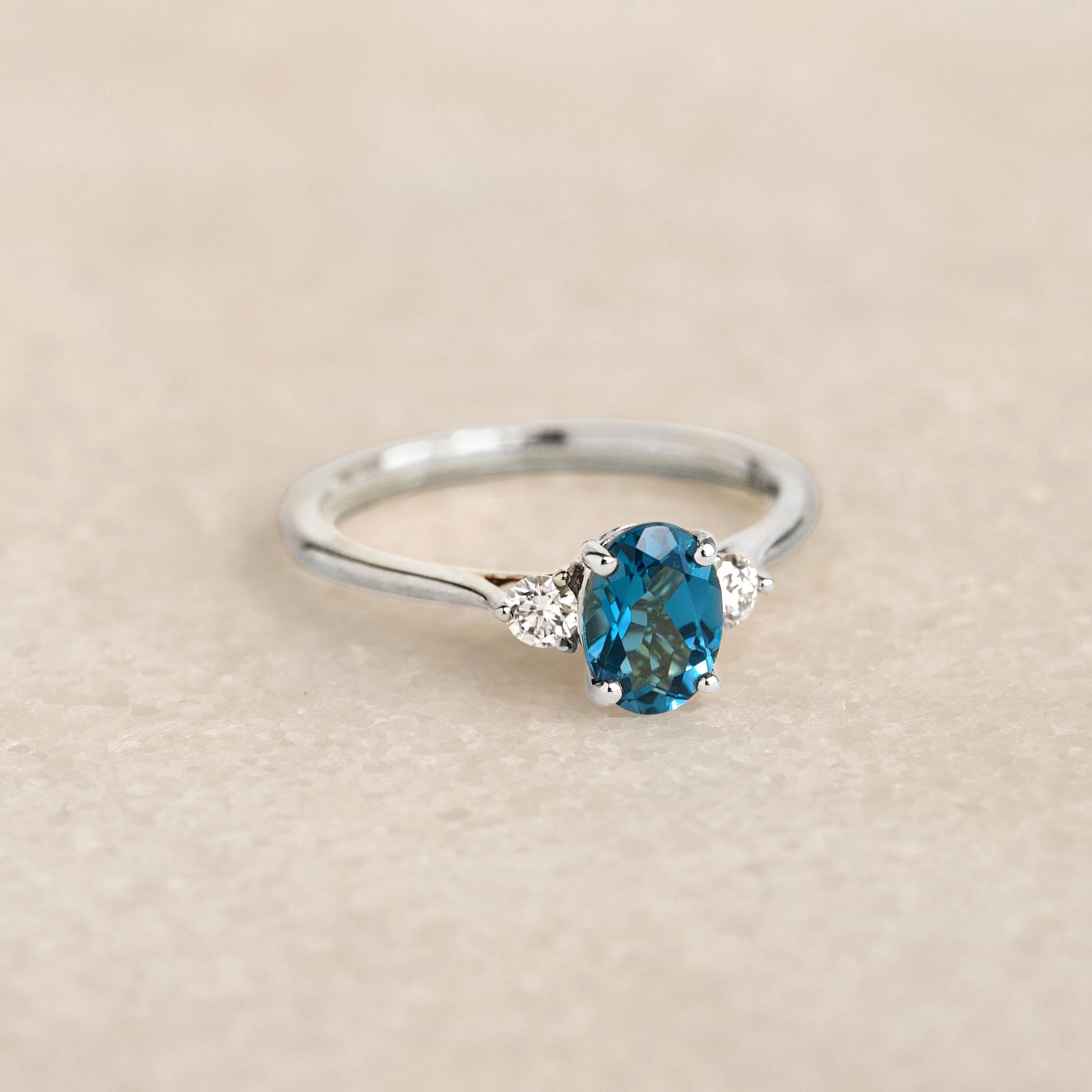 London Blue Topaz and Lab Grown Diamond Ring White Gold - Kindra
