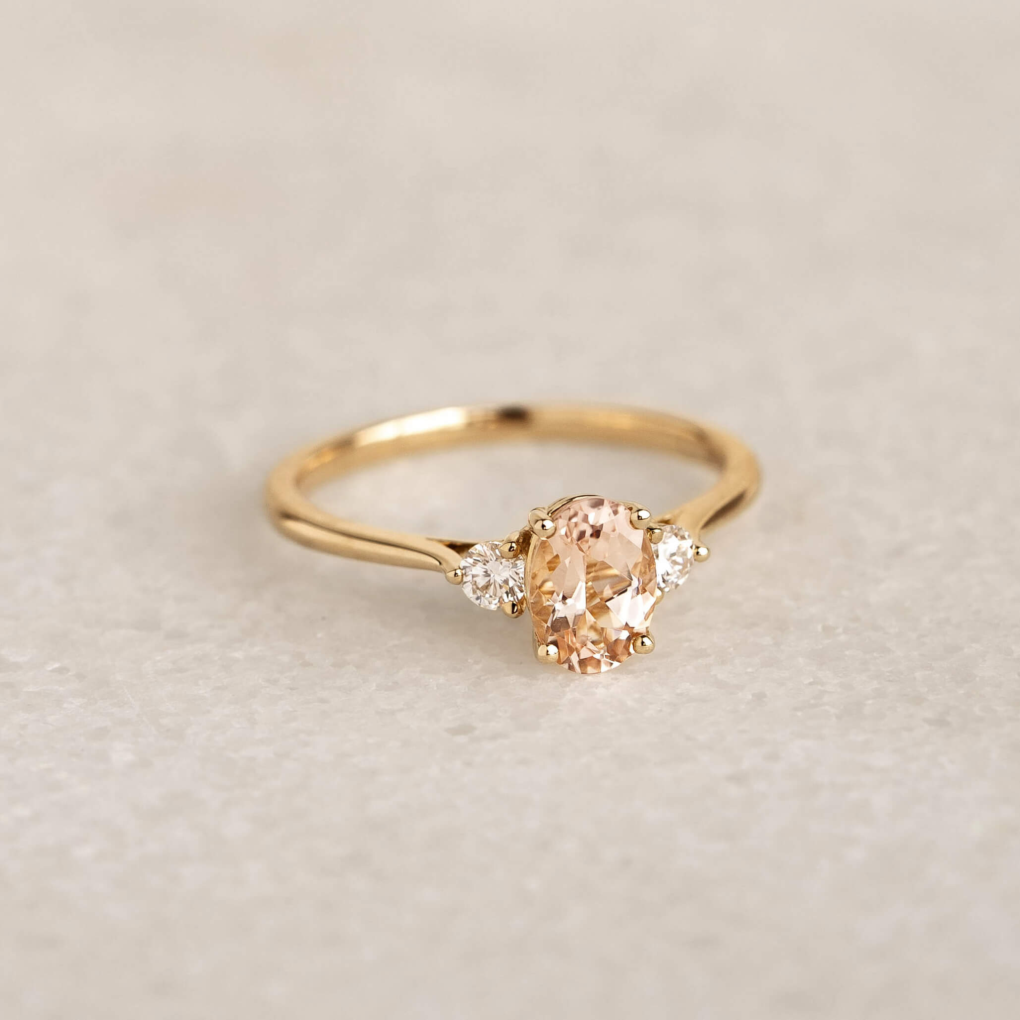Morganite and Lab Grown Diamond Ring 14k Gold - Kindra