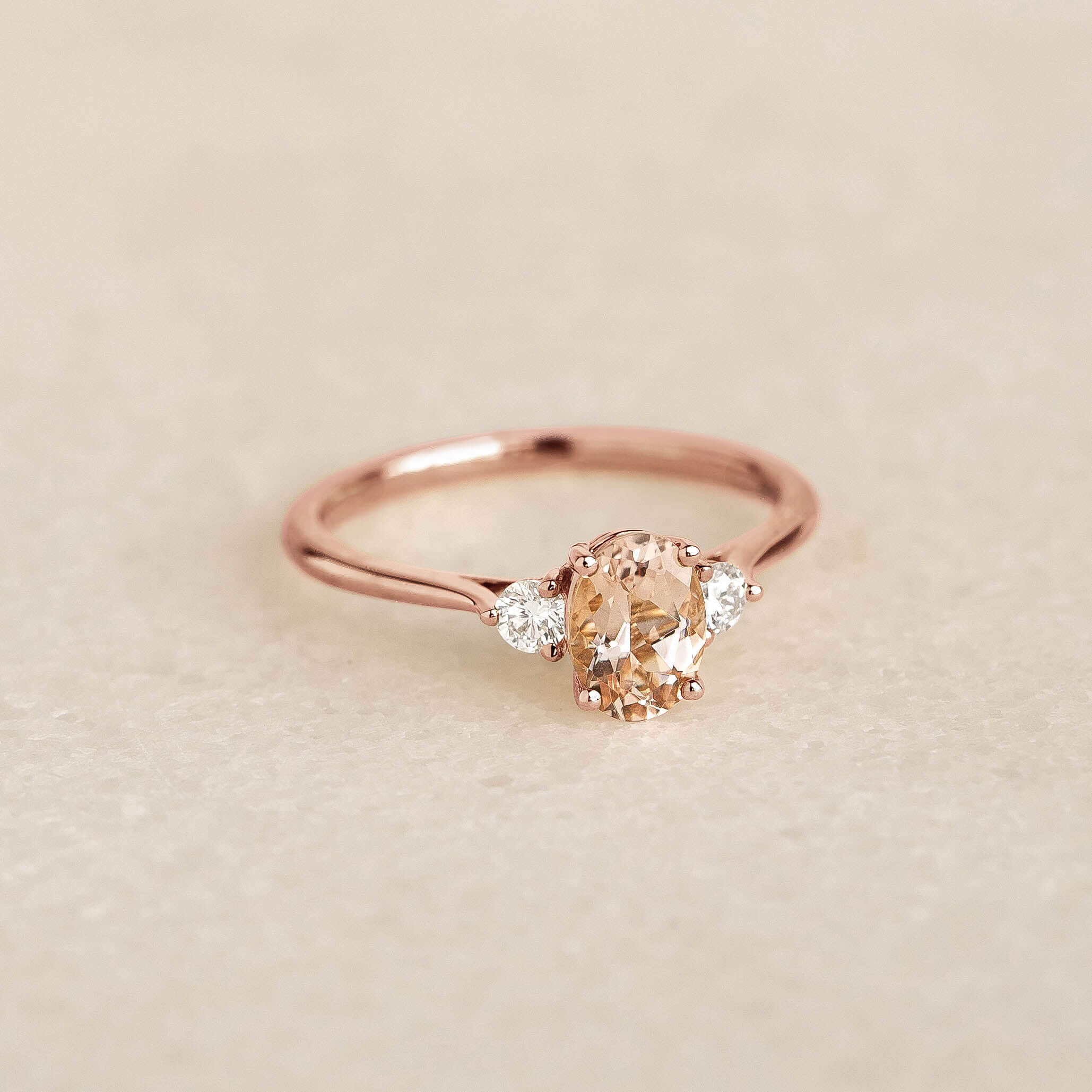 Morganite and Lab Grown Diamond Ring Rose Gold - Kindra