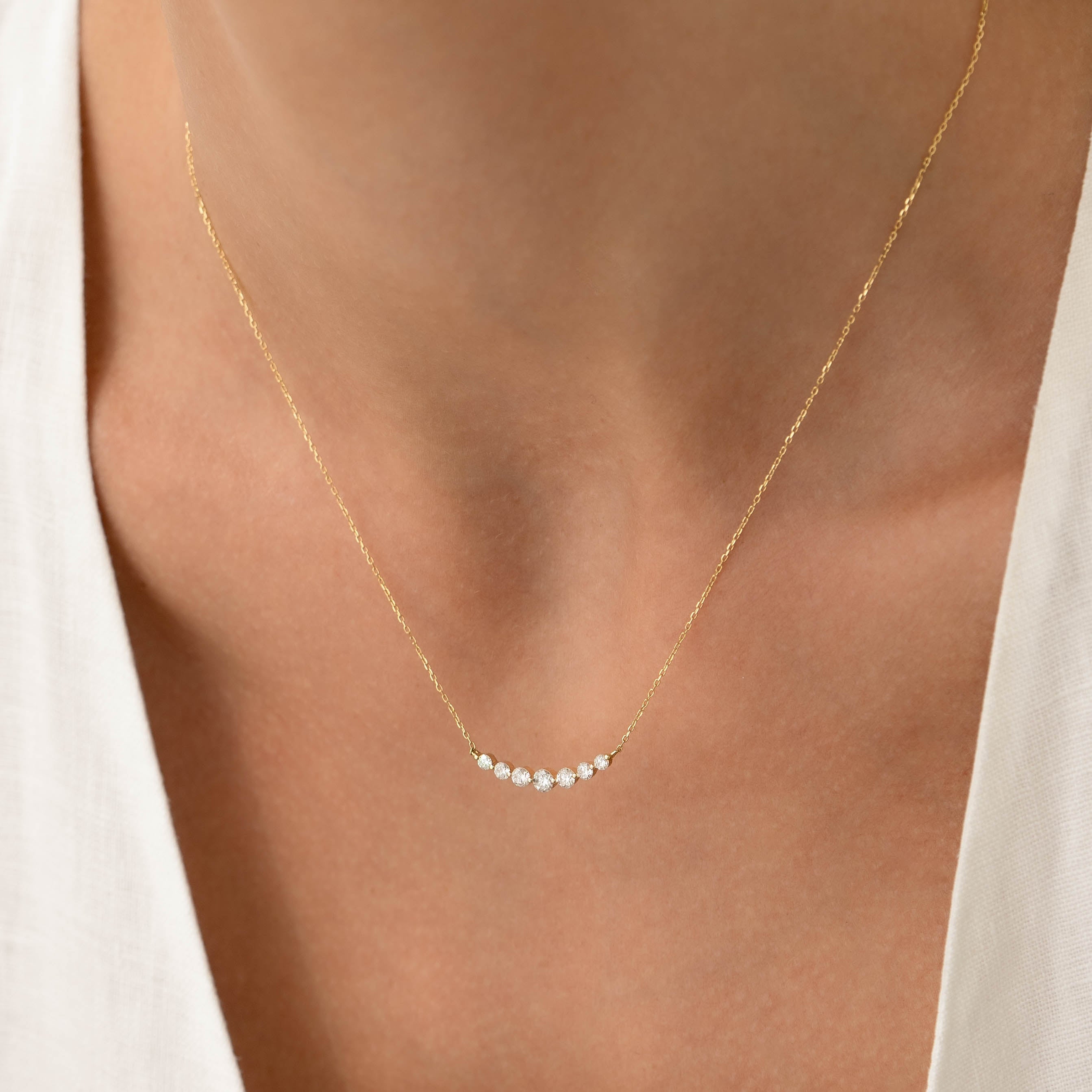 Graduated Lab Grown Diamond Necklace 10k Gold - Caterina