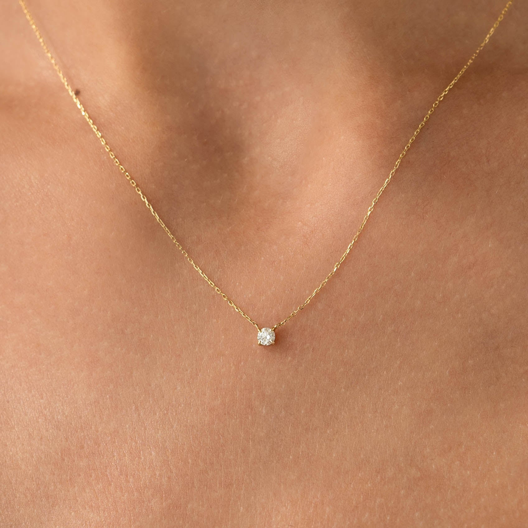 Lab Grown Diamond Pendant Necklace 14k Gold - Johanne