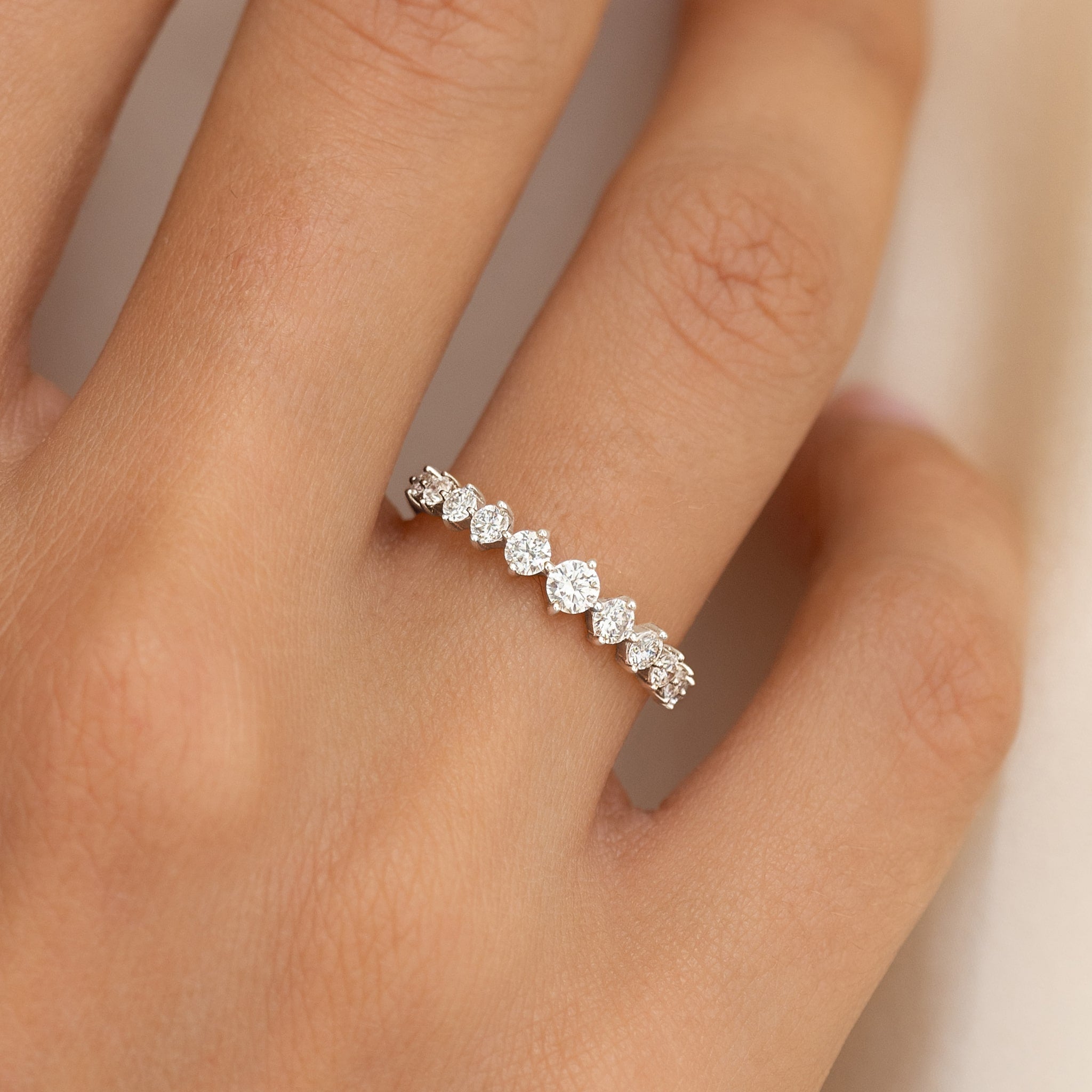 Graduated Lab Grown Diamond Ring White Gold - Giselle